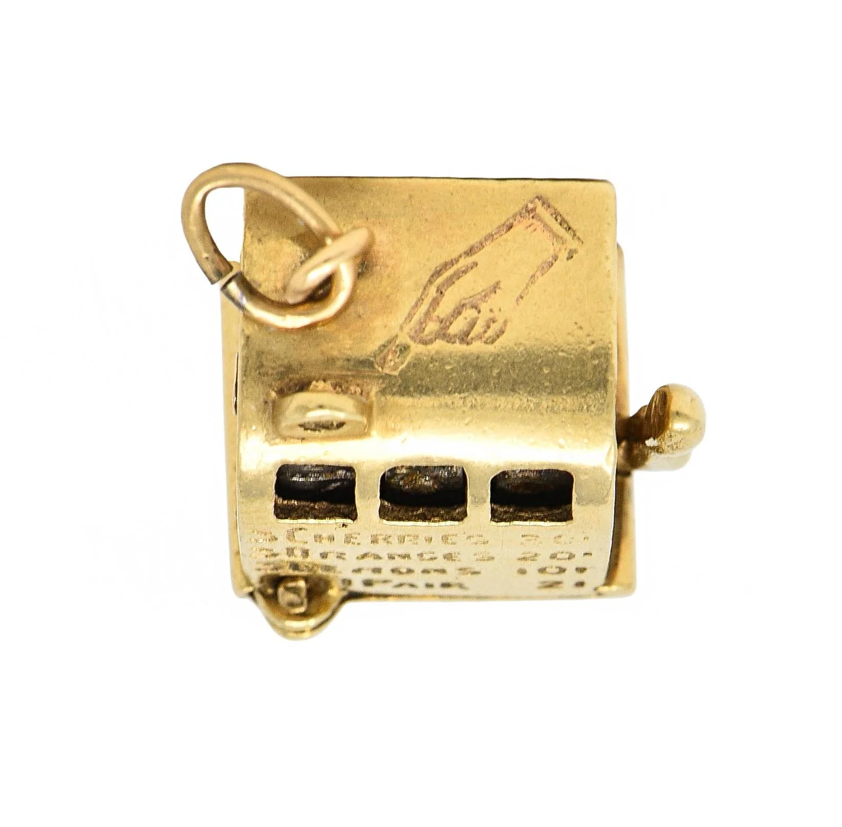 Retro 1940's Enamel 14 Karat Yellow Gold Slot Machine Vintage Charm - Image 7