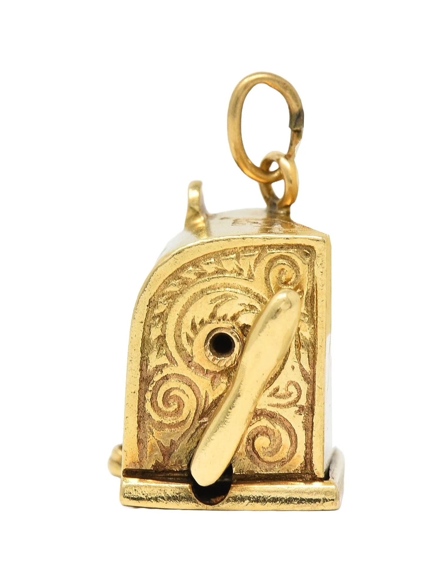 Retro 1940's Enamel 14 Karat Yellow Gold Slot Machine Vintage Charm - Image 8