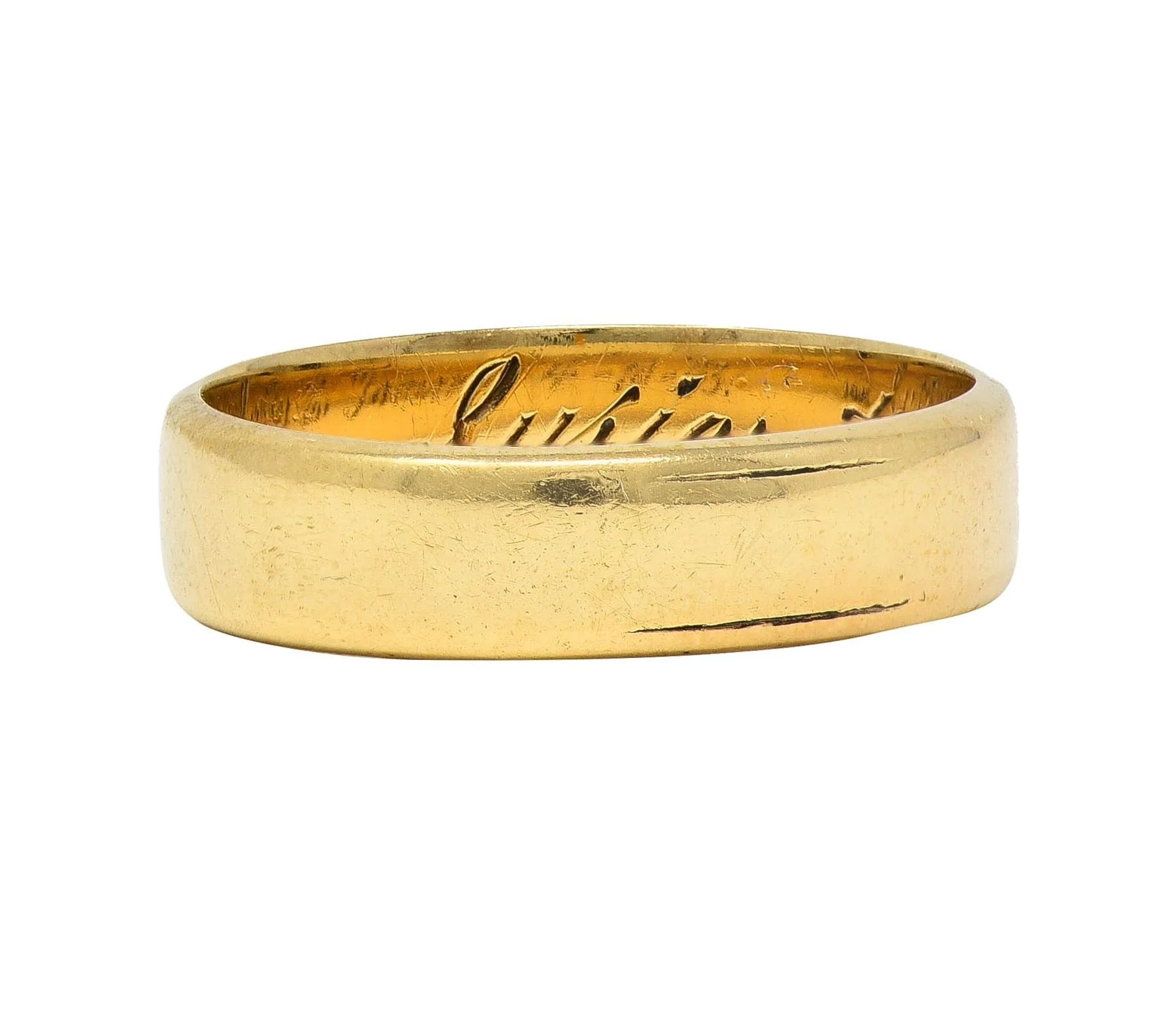 Retro 1943 14 Karat Yellow Gold Vintage Wedding Band Ring - Image 3