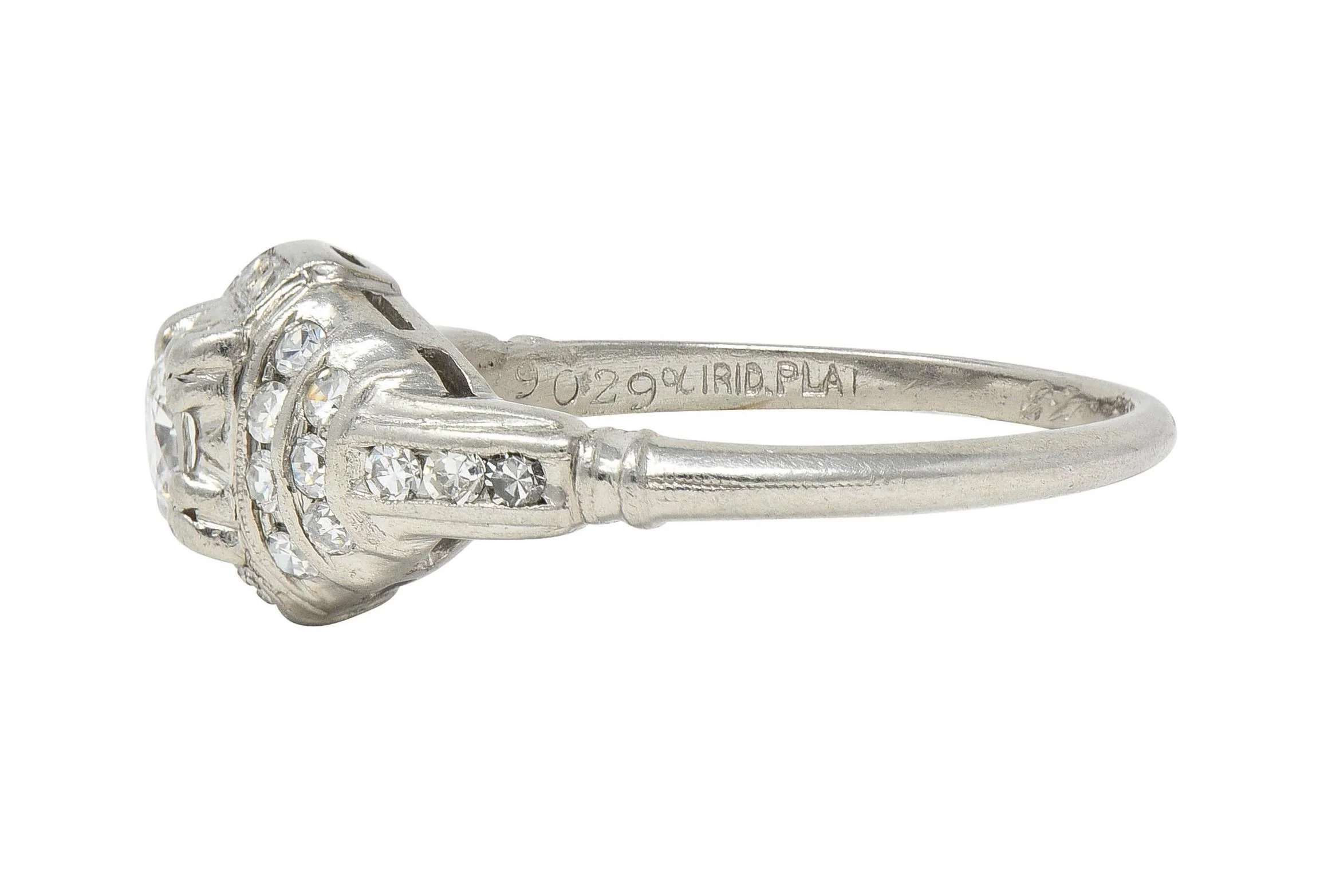 Retro 1943 Old European Cut Diamond Platinum Stepped Vintage Engagement Ring - Image 5