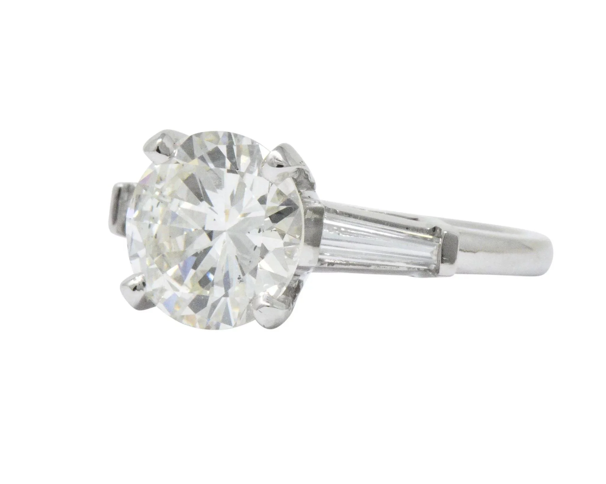 Retro 2.71 CTW Diamond Platinum Engagement Ring GIA - Image 3
