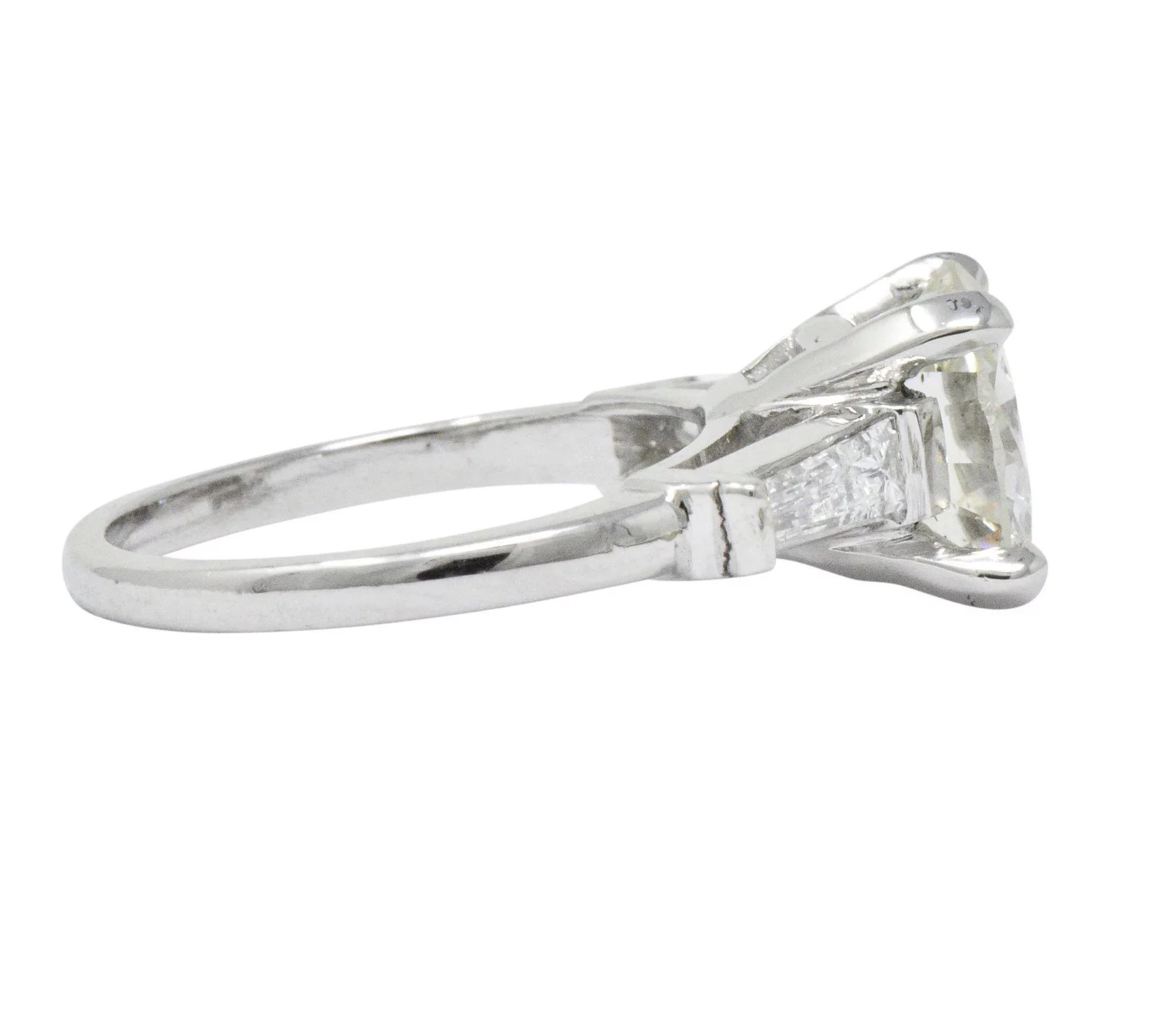 Retro 2.71 CTW Diamond Platinum Engagement Ring GIA - Image 4