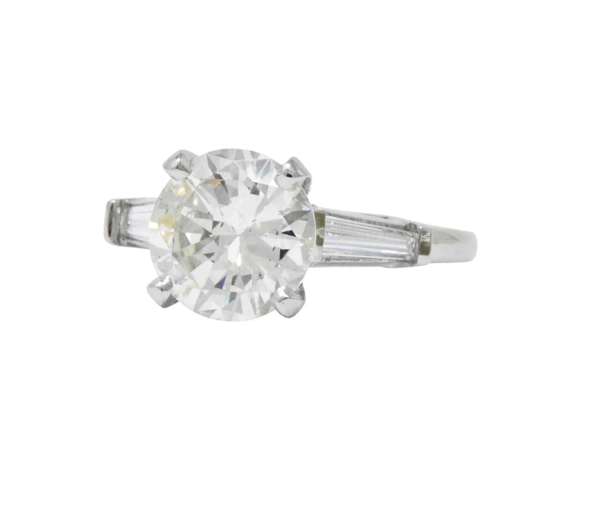 Retro 2.71 CTW Diamond Platinum Engagement Ring GIA - Image 7
