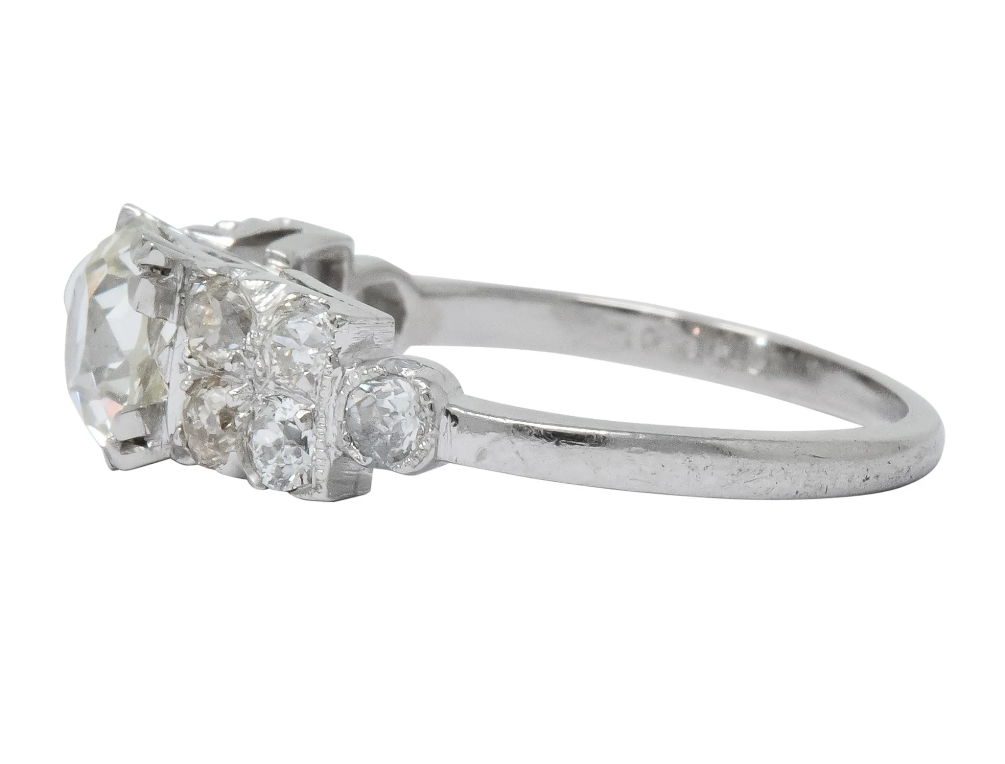 Retro 2.89 CTW Diamond Platinum Engagement Ring GIA - Image 3