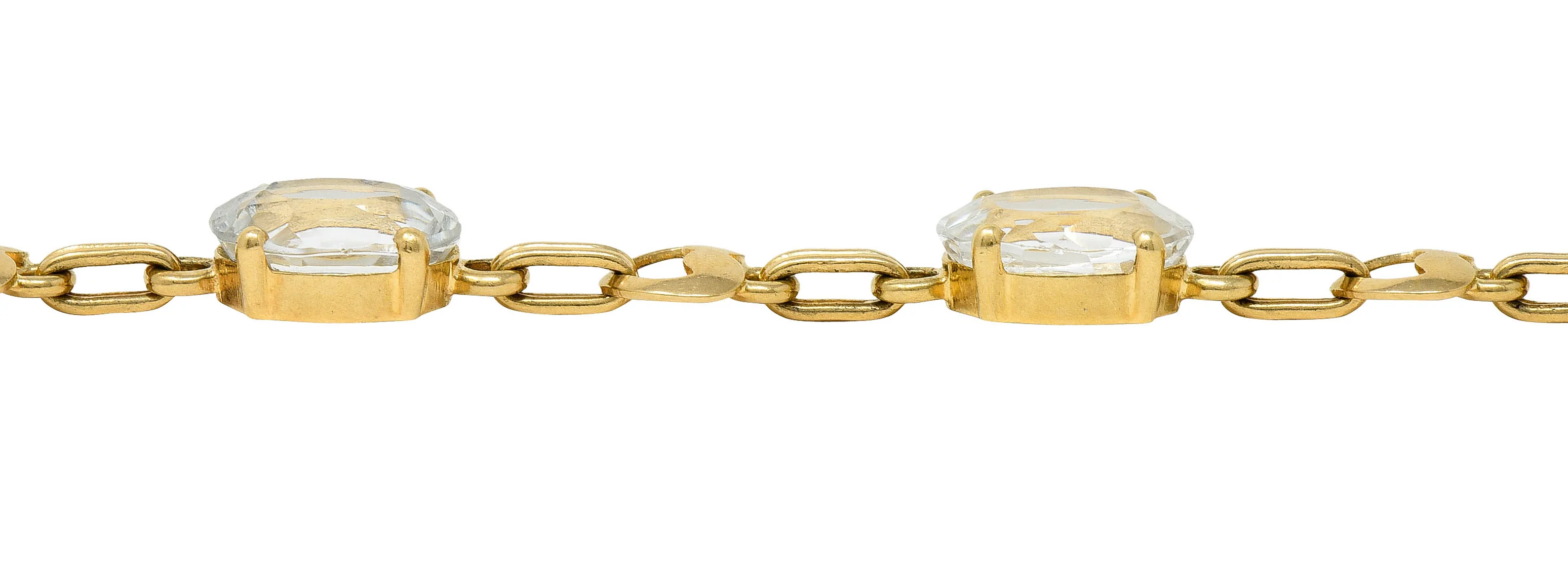 Retro 20.00 CTW Aquamarine 14 Karat Gold Heart Link Bracelet - Image 7