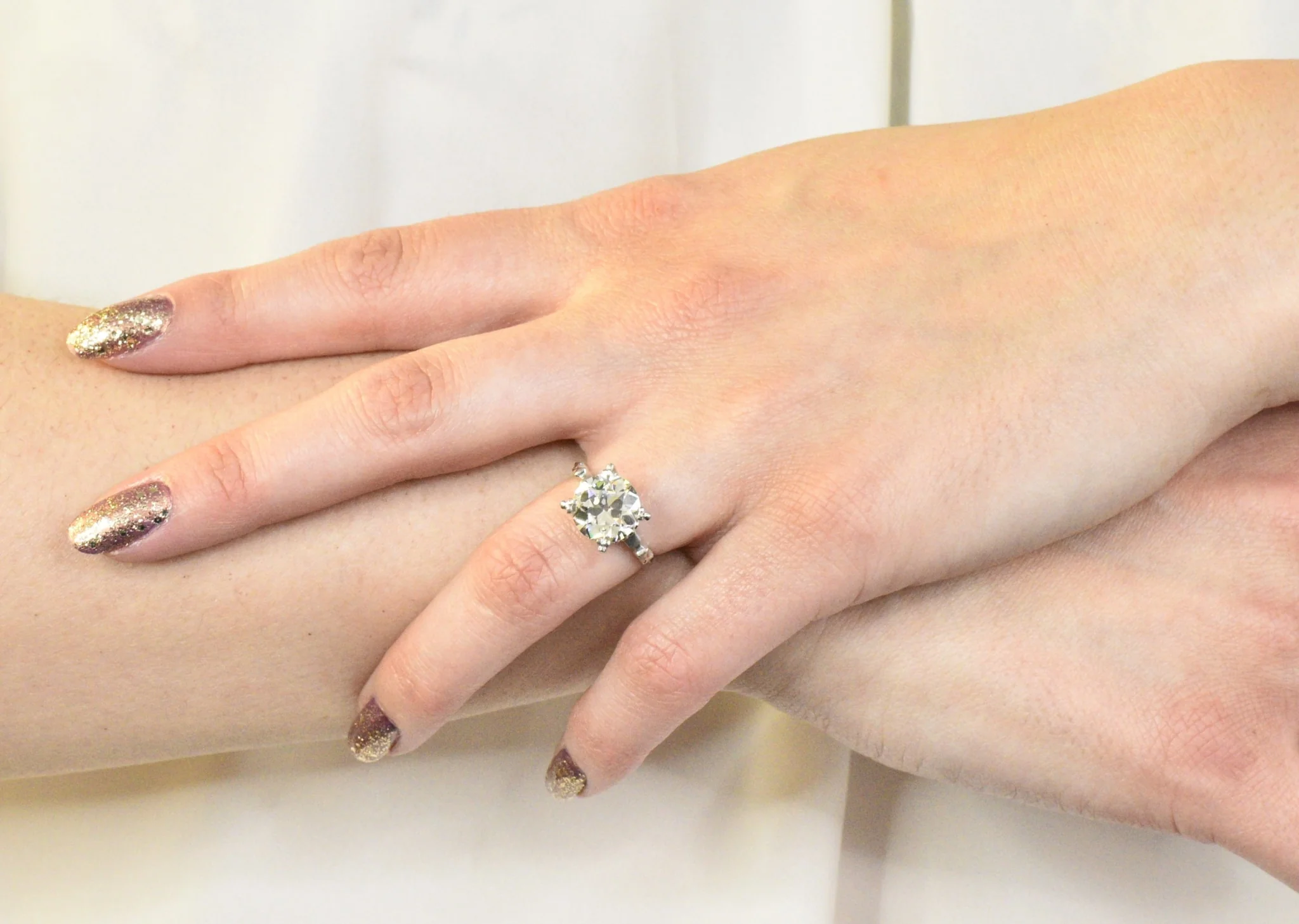 Retro 3.47 CTW Diamond Platinum Engagement Ring GIA - Image 12