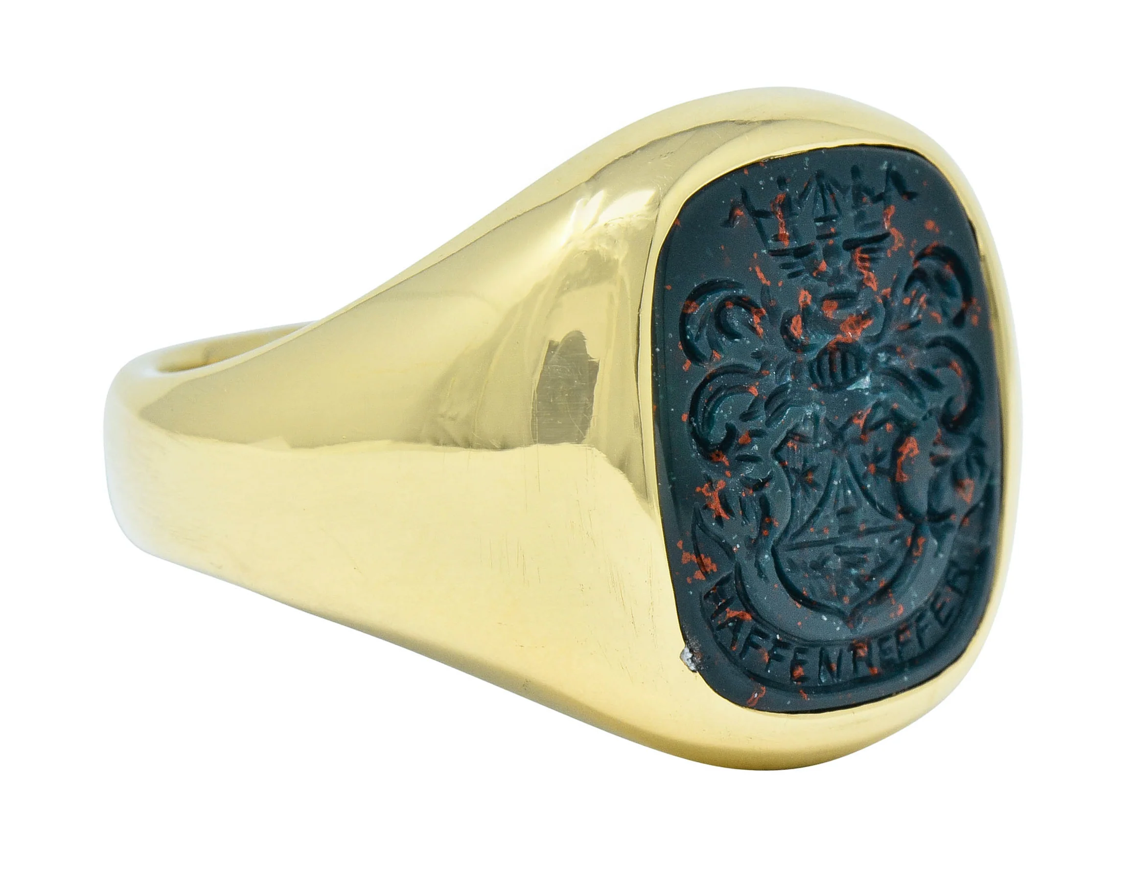 Retro Bloodstone Intaglio 18 Karat Gold Men's Signet Ring - Image 2