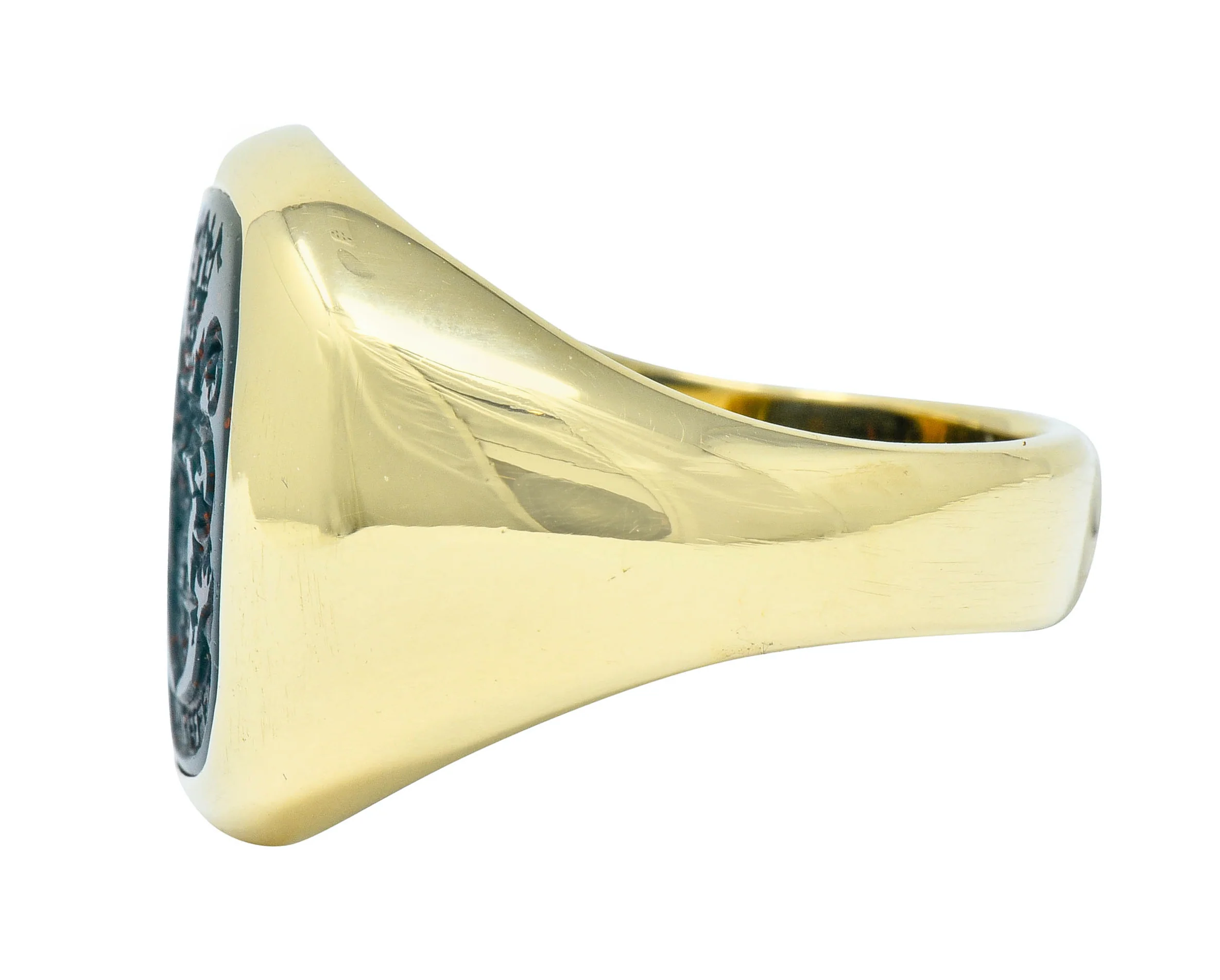 Retro Bloodstone Intaglio 18 Karat Gold Men's Signet Ring - Image 5