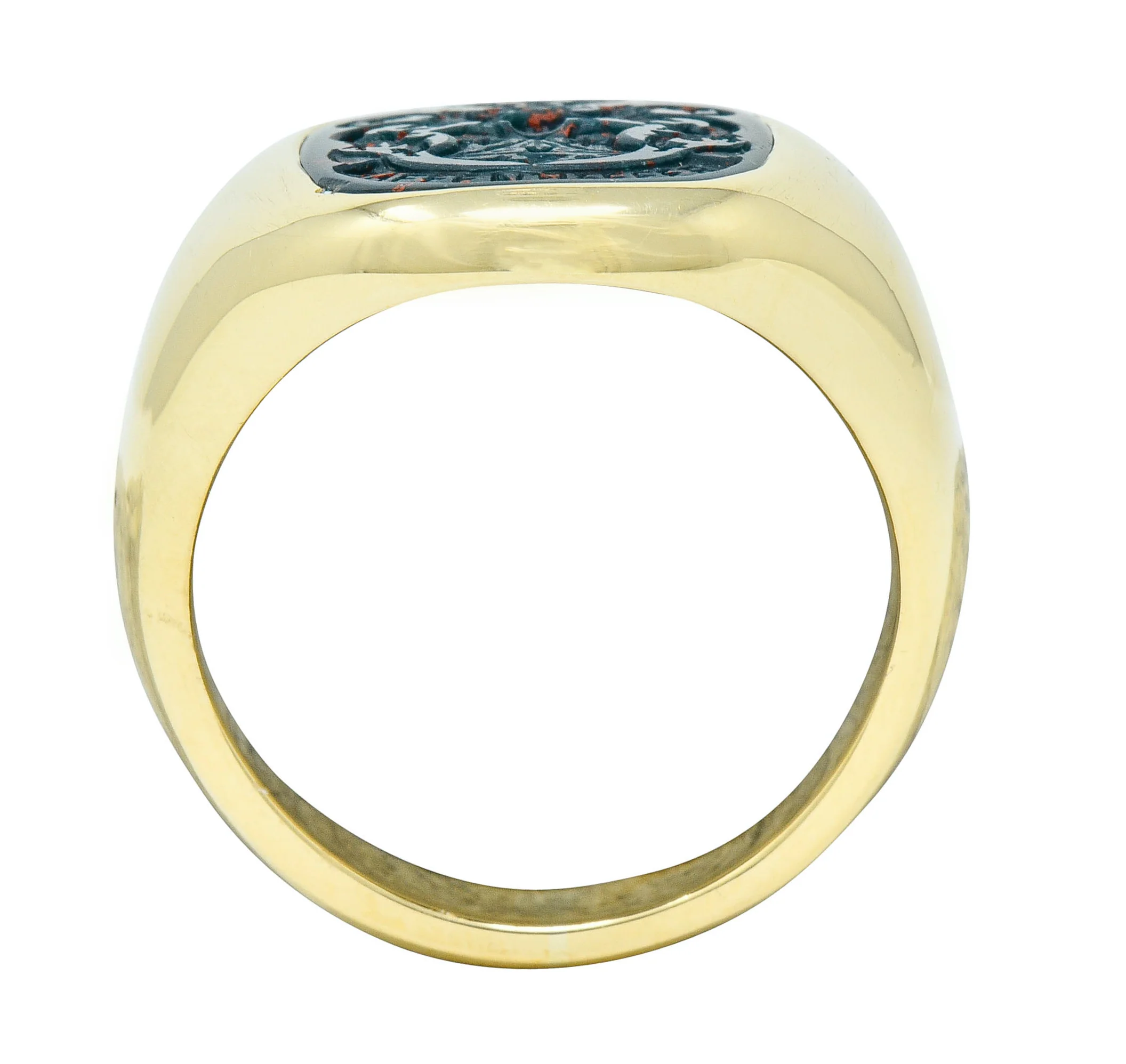 Retro Bloodstone Intaglio 18 Karat Gold Men's Signet Ring - Image 7