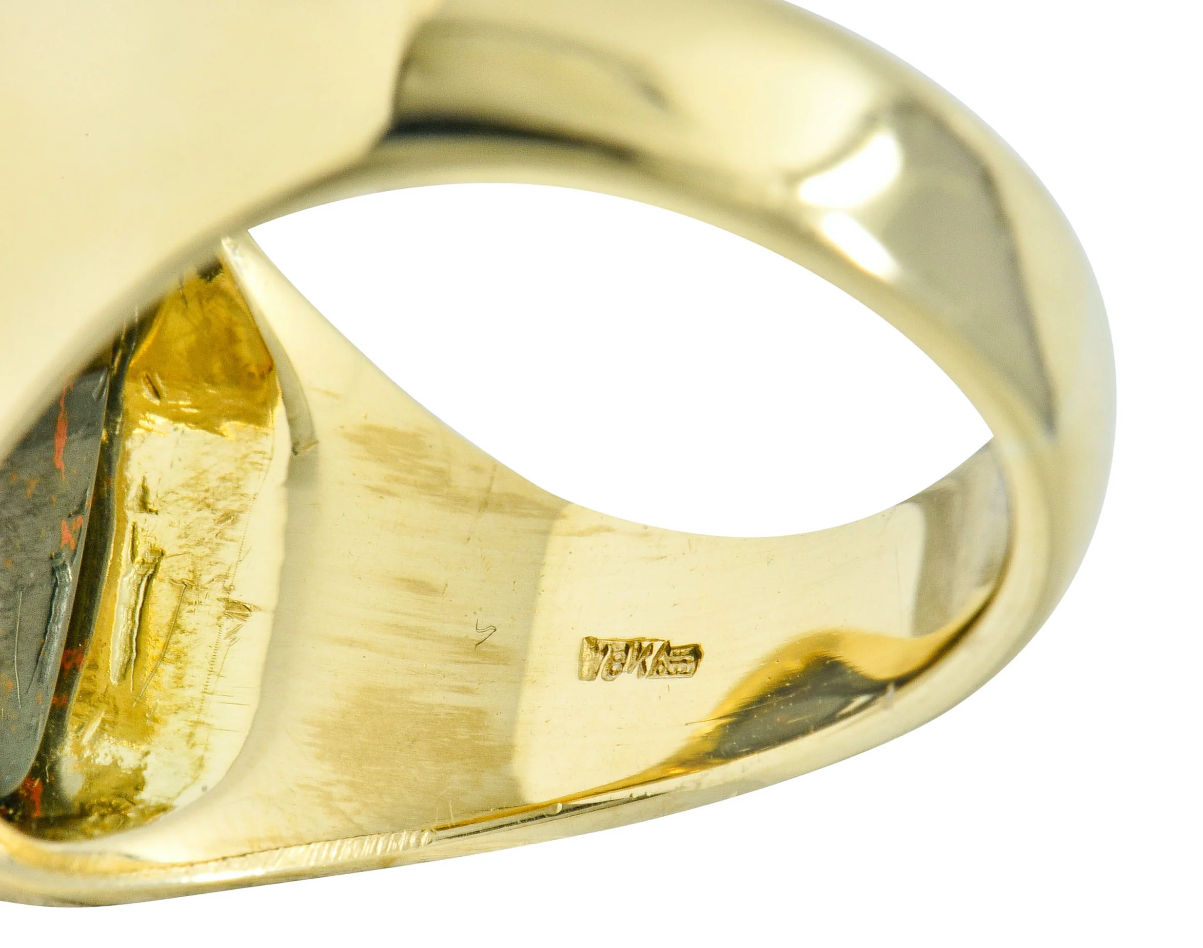 Retro Bloodstone Intaglio 18 Karat Gold Men's Signet Ring - Image 9
