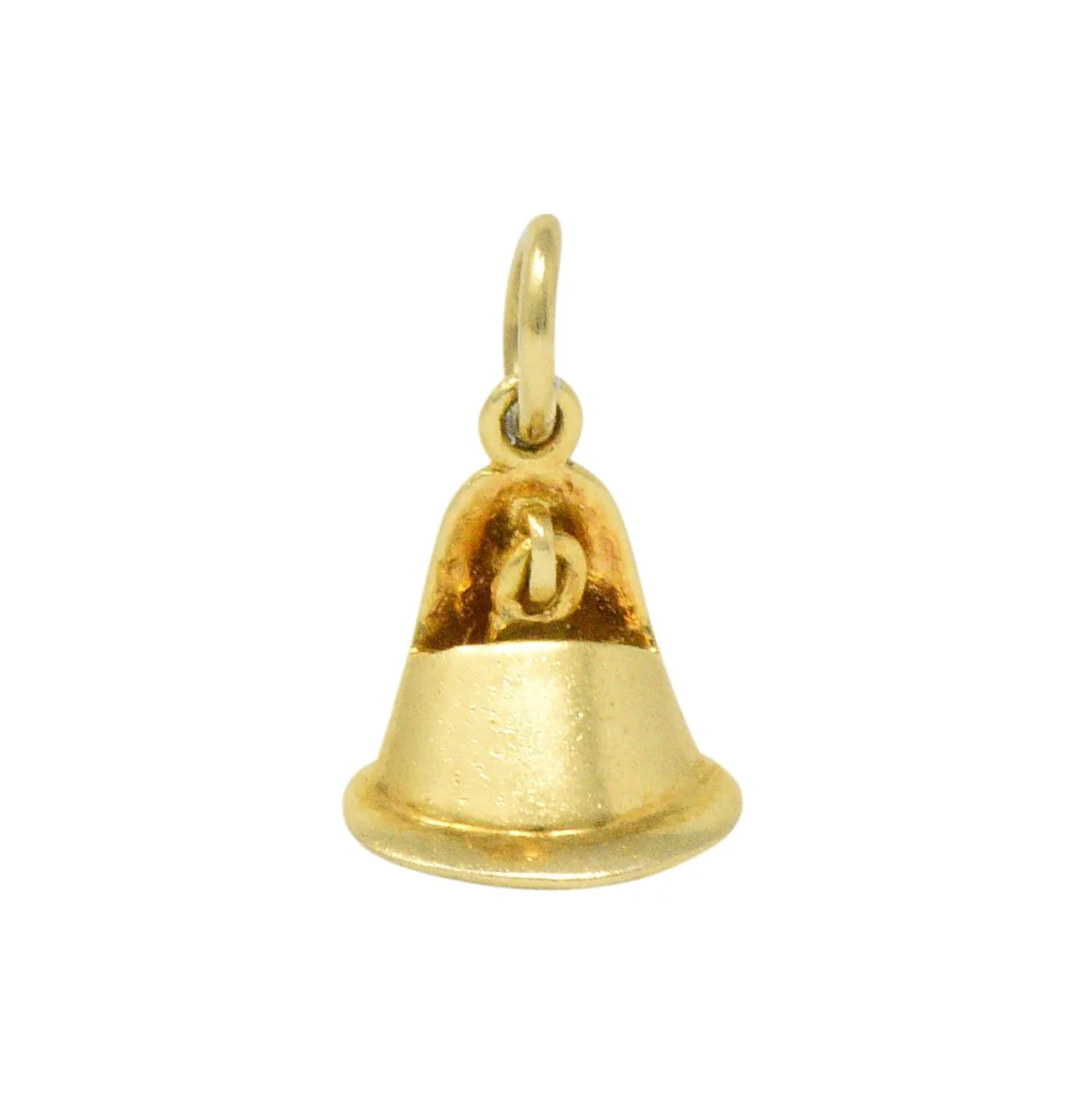 Retro Diamond 14 Karat Gold Articulated Bell Charm - Image 2