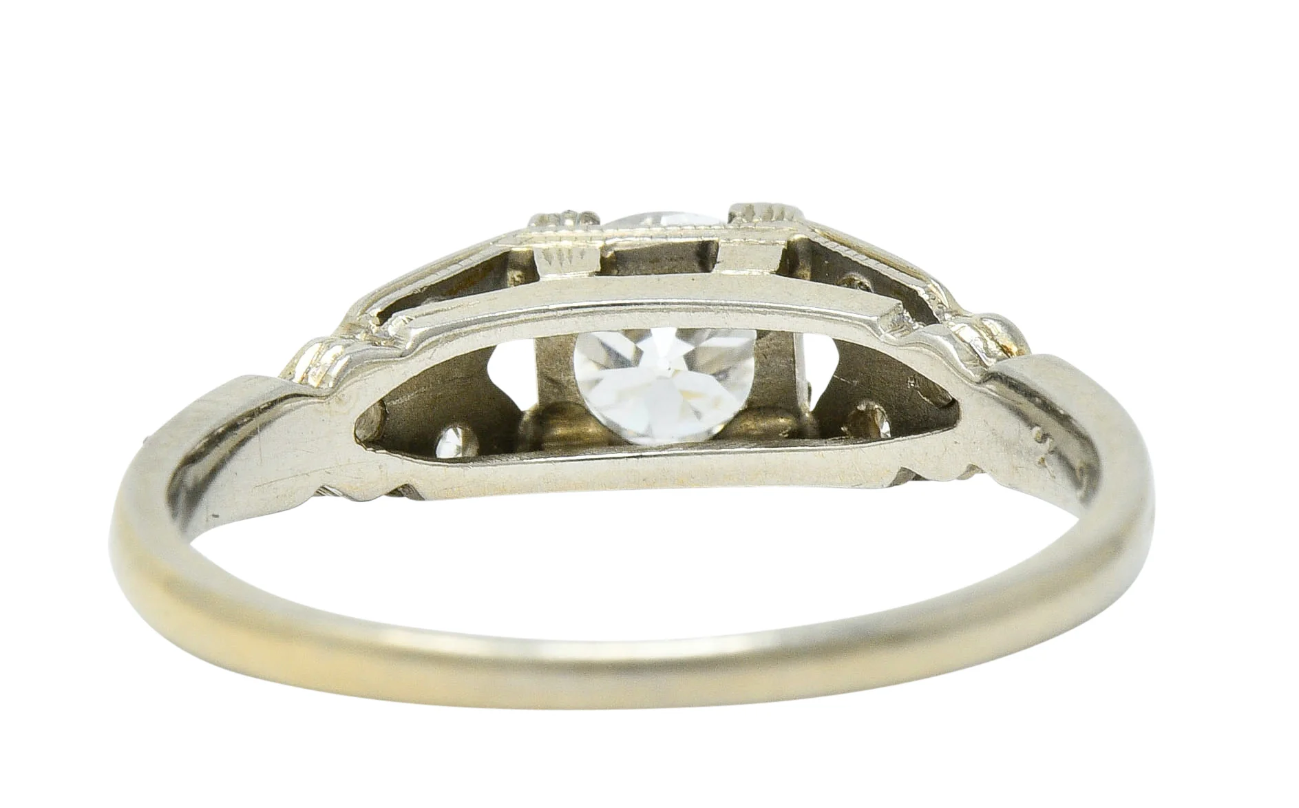 Retro Diamond 18 Karat White Gold Engagement Ring - Image 4