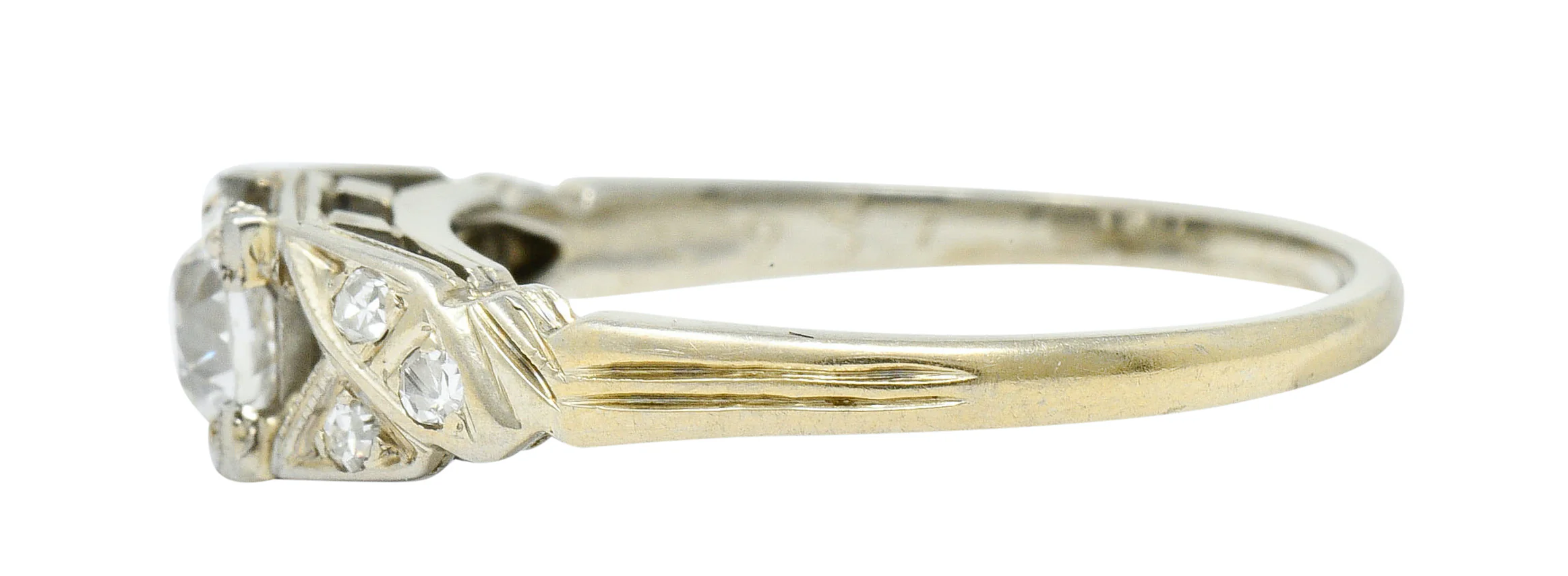 Retro Diamond 18 Karat White Gold Engagement Ring - Image 5