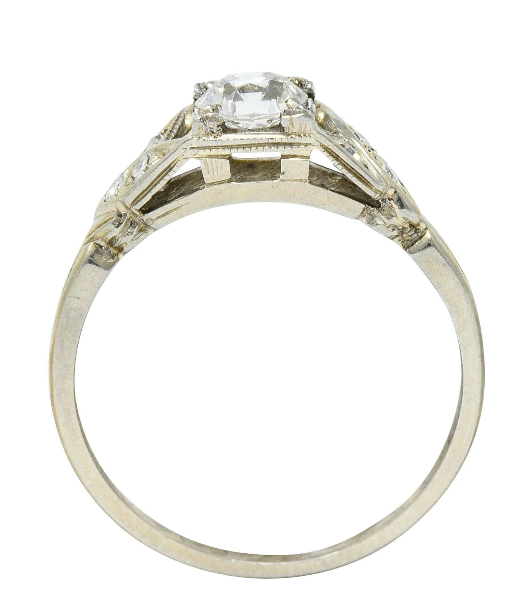 Retro Diamond 18 Karat White Gold Engagement Ring - Image 7