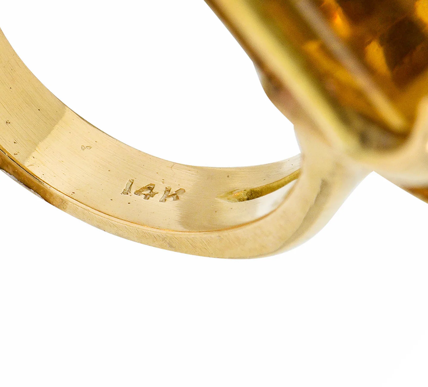 Retro Emerald Cut Citrine 14 Karat Gold Statement Ring Circa 1940 - Image 7