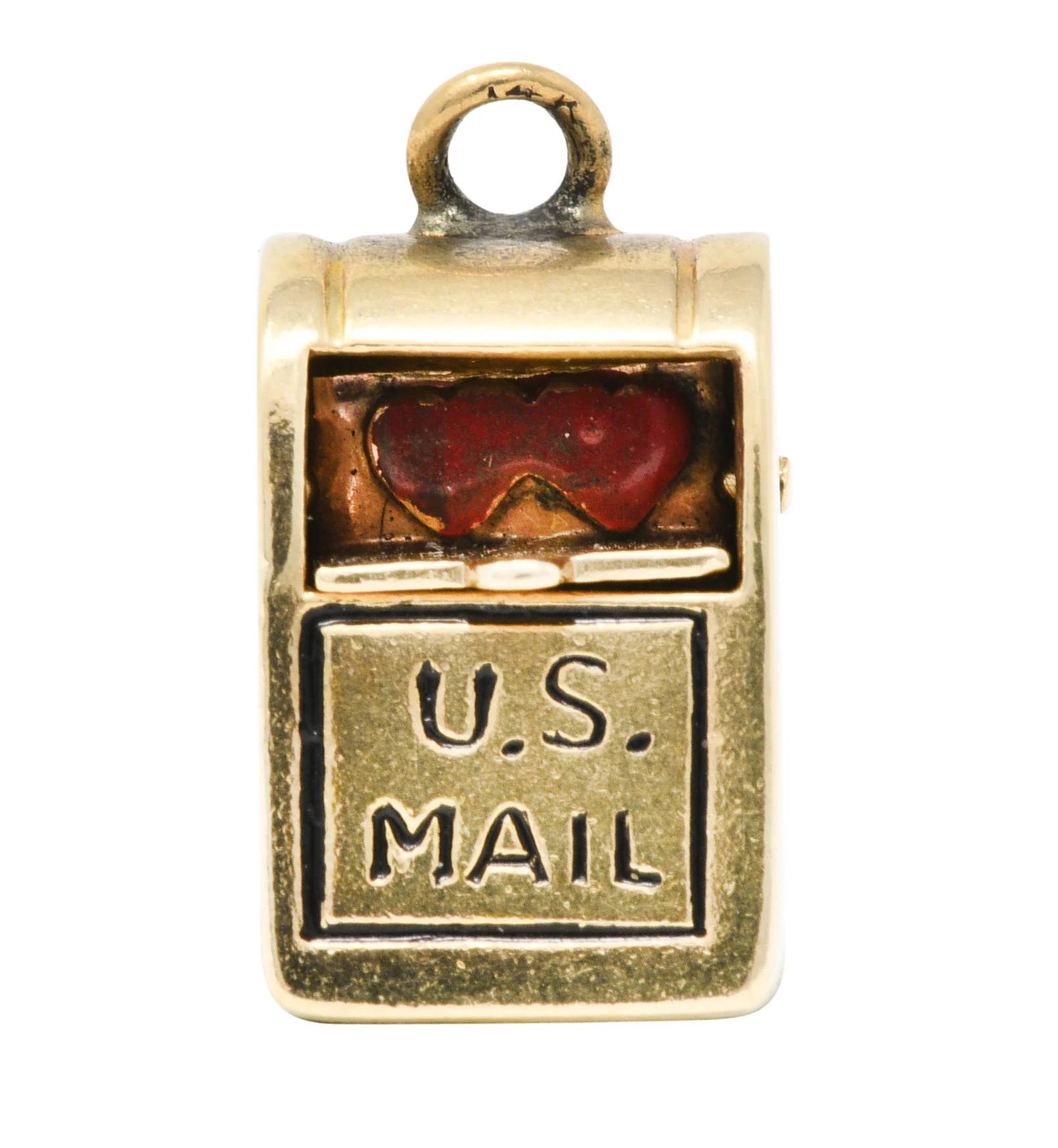Retro Enamel 14 Karat Gold Love Letter Mailbox Charm - Image 2