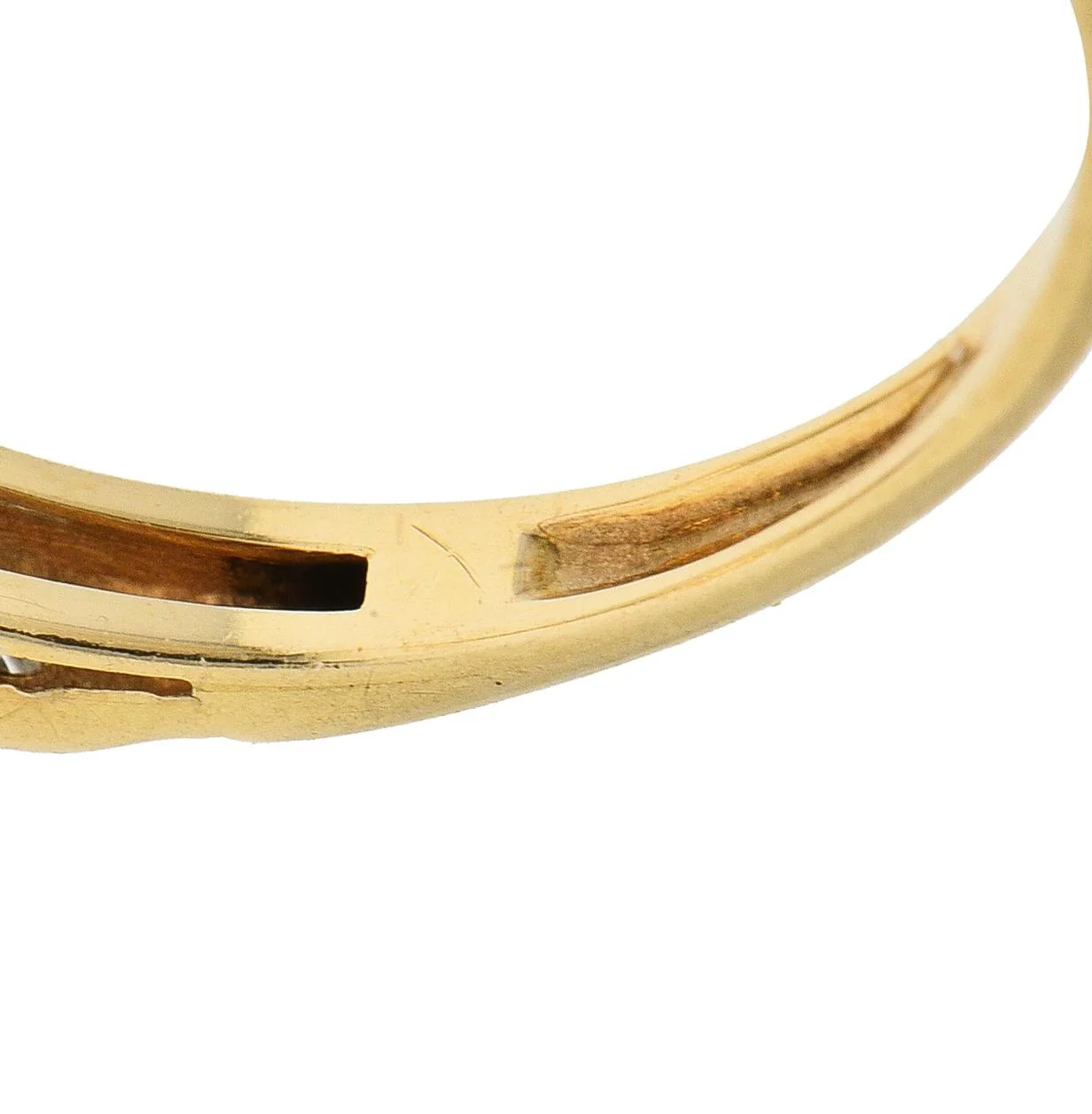 Retro Old European Cut Diamond 14 Karat Two-Tone Gold Vintage Engagement Ring - Image 8