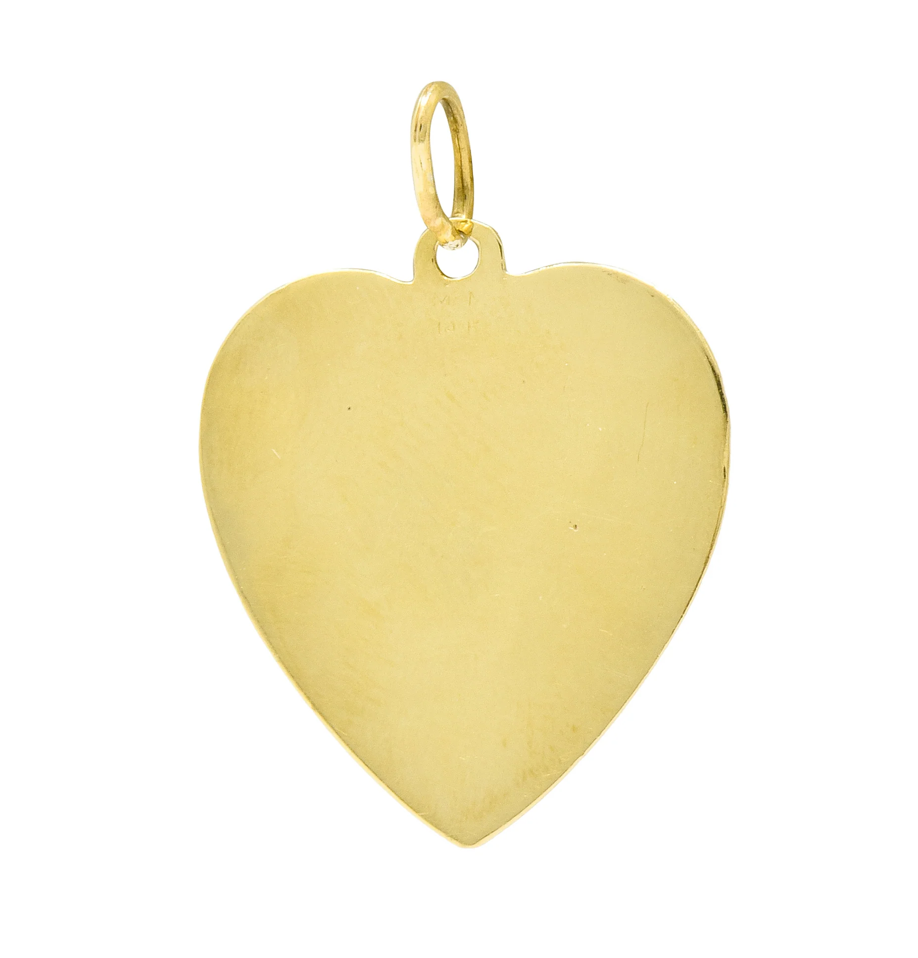 Retro Pave Diamond Platinum-Topped 14 Karat Gold Heart Charm - Image 4