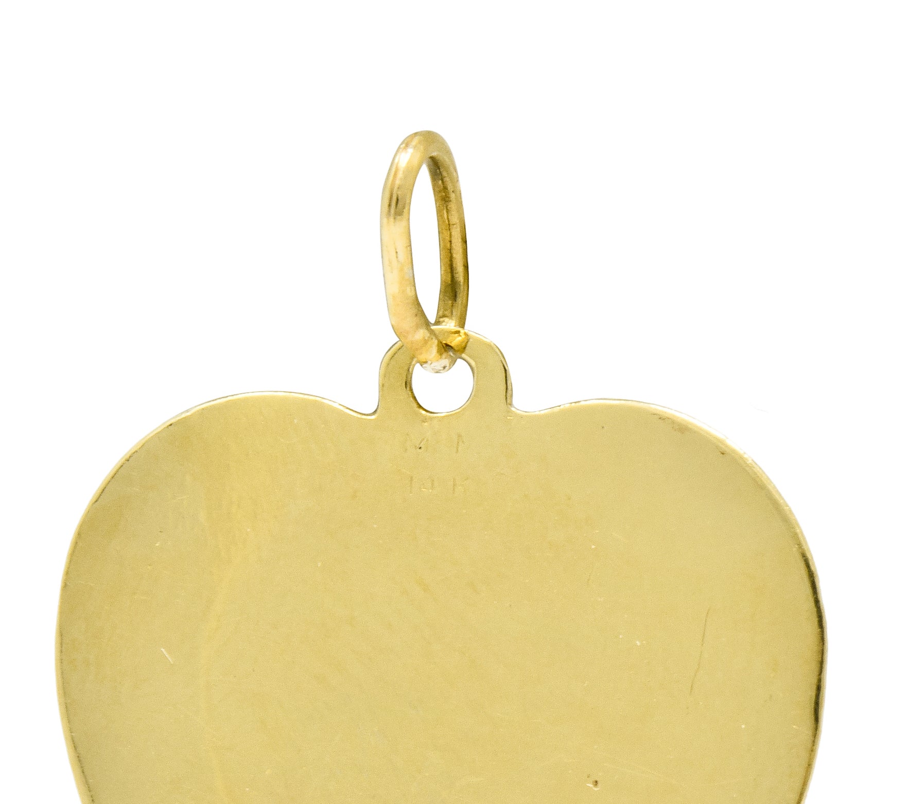 Retro Pave Diamond Platinum-Topped 14 Karat Gold Heart Charm - Image 5