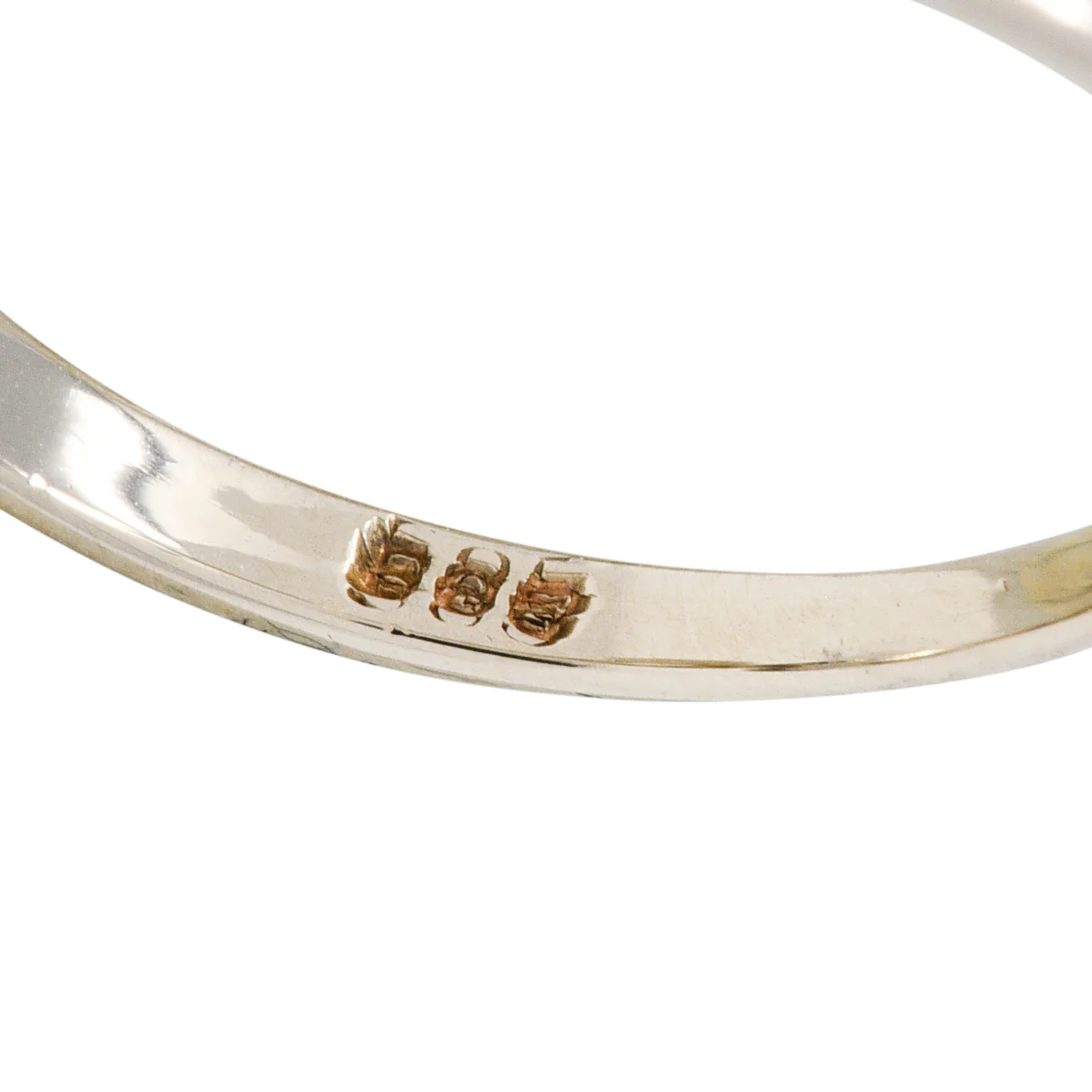 Retro Pearl Diamond 14 Karat White Gold Toi Et Moi Ring - Image 9