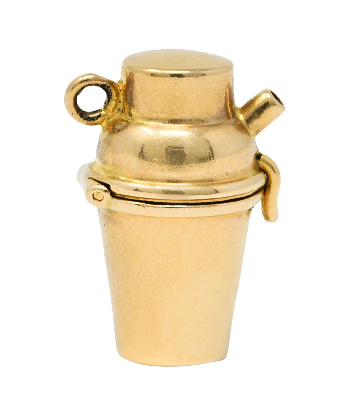 Retro Red Enamel 14 Karat Gold Devil Martini Shaker Charm - Image 4