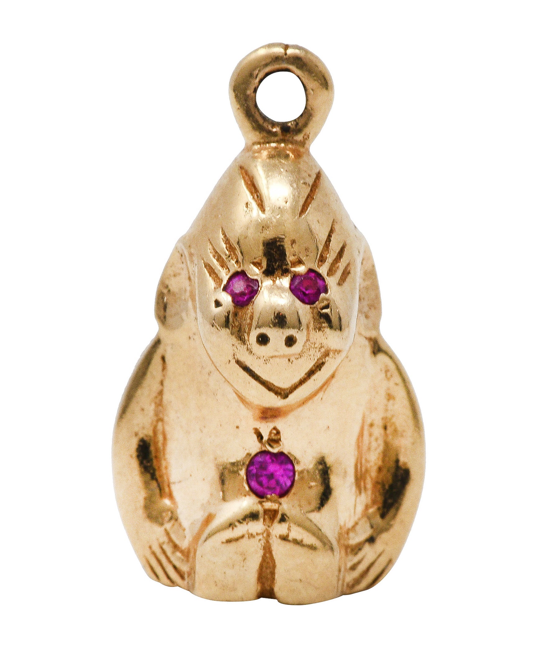 Retro Ruby 14 Karat Gold Gorilla Charm