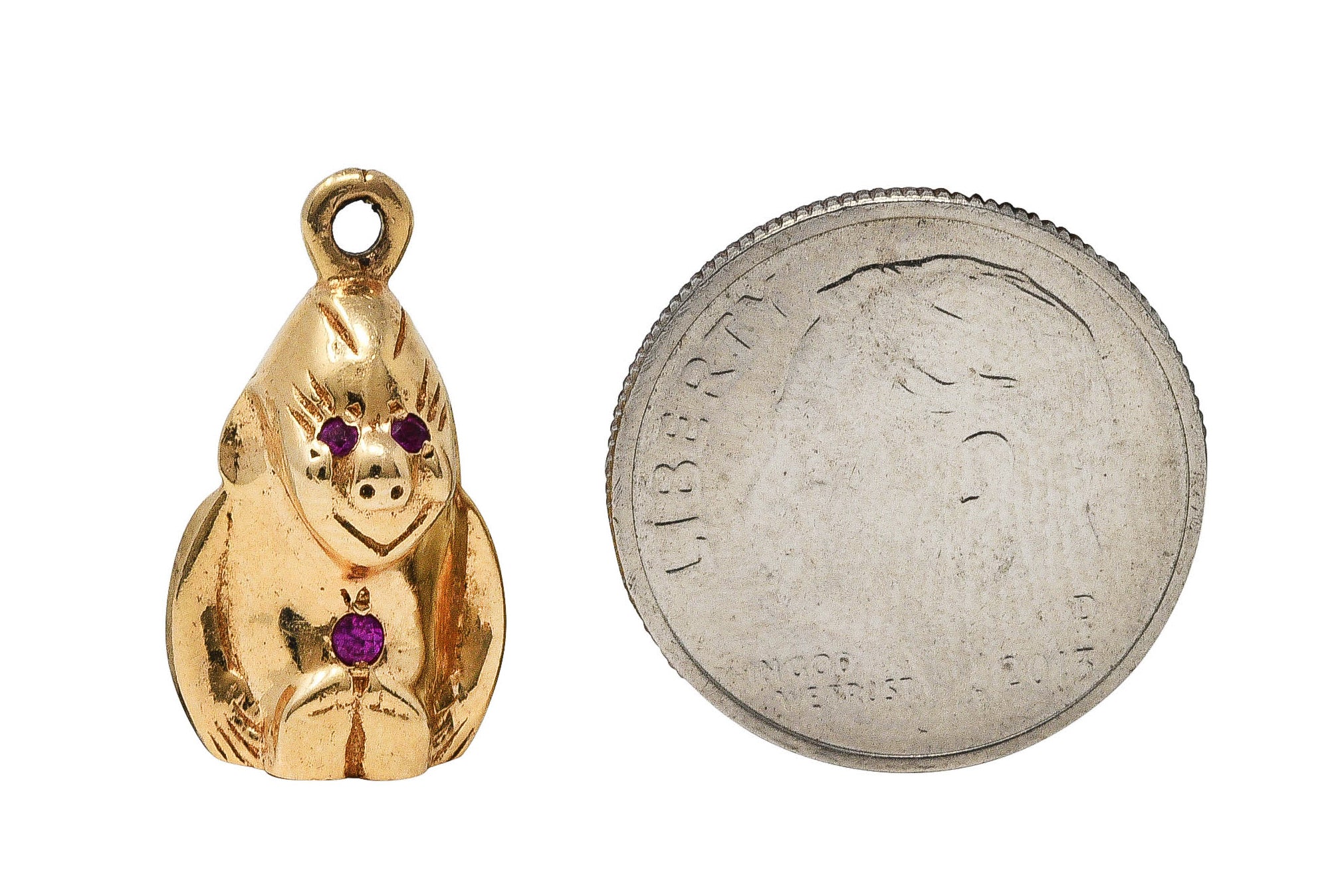 Retro Ruby 14 Karat Gold Gorilla Charm - Image 9