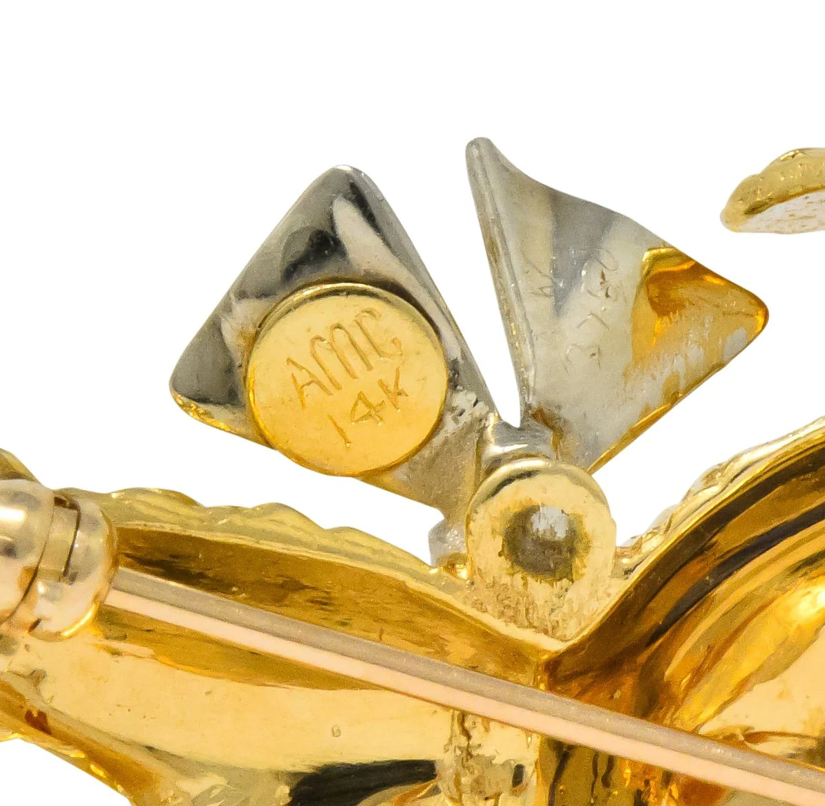 Retro Sapphire 14 Karat Two-Tone Gold Puppy Dog Brooch - Image 5