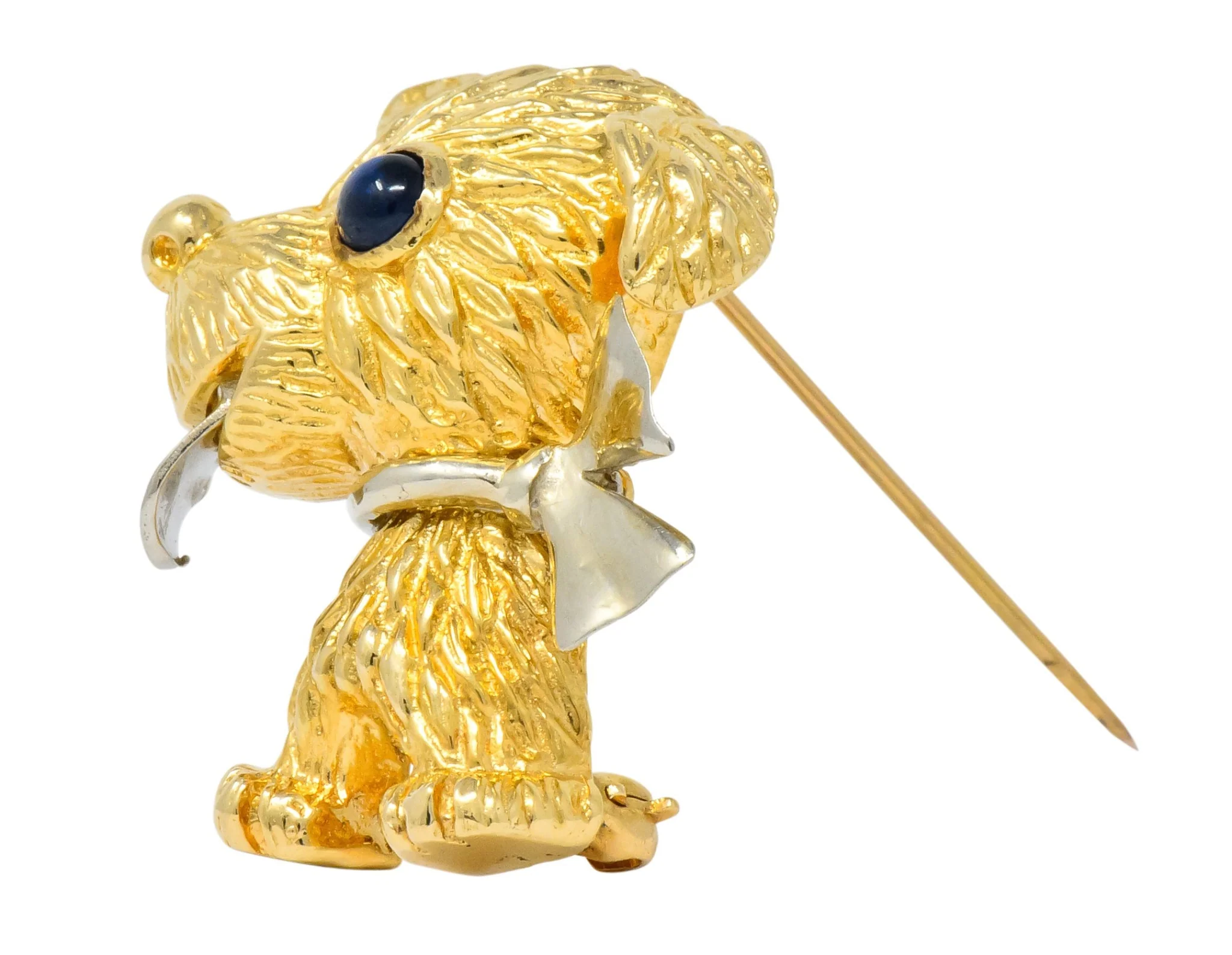 Retro Sapphire 14 Karat Two-Tone Gold Puppy Dog Brooch - Image 6