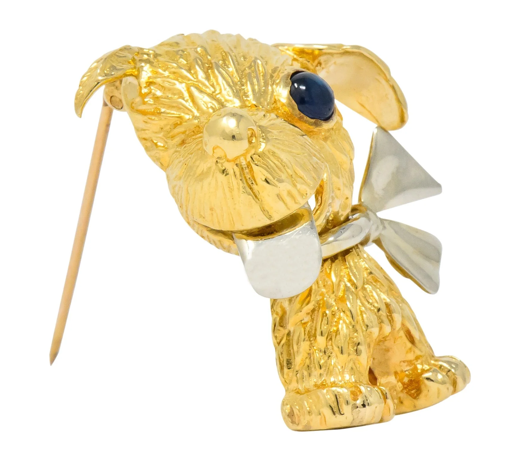 Retro Sapphire 14 Karat Two-Tone Gold Puppy Dog Brooch - Image 7