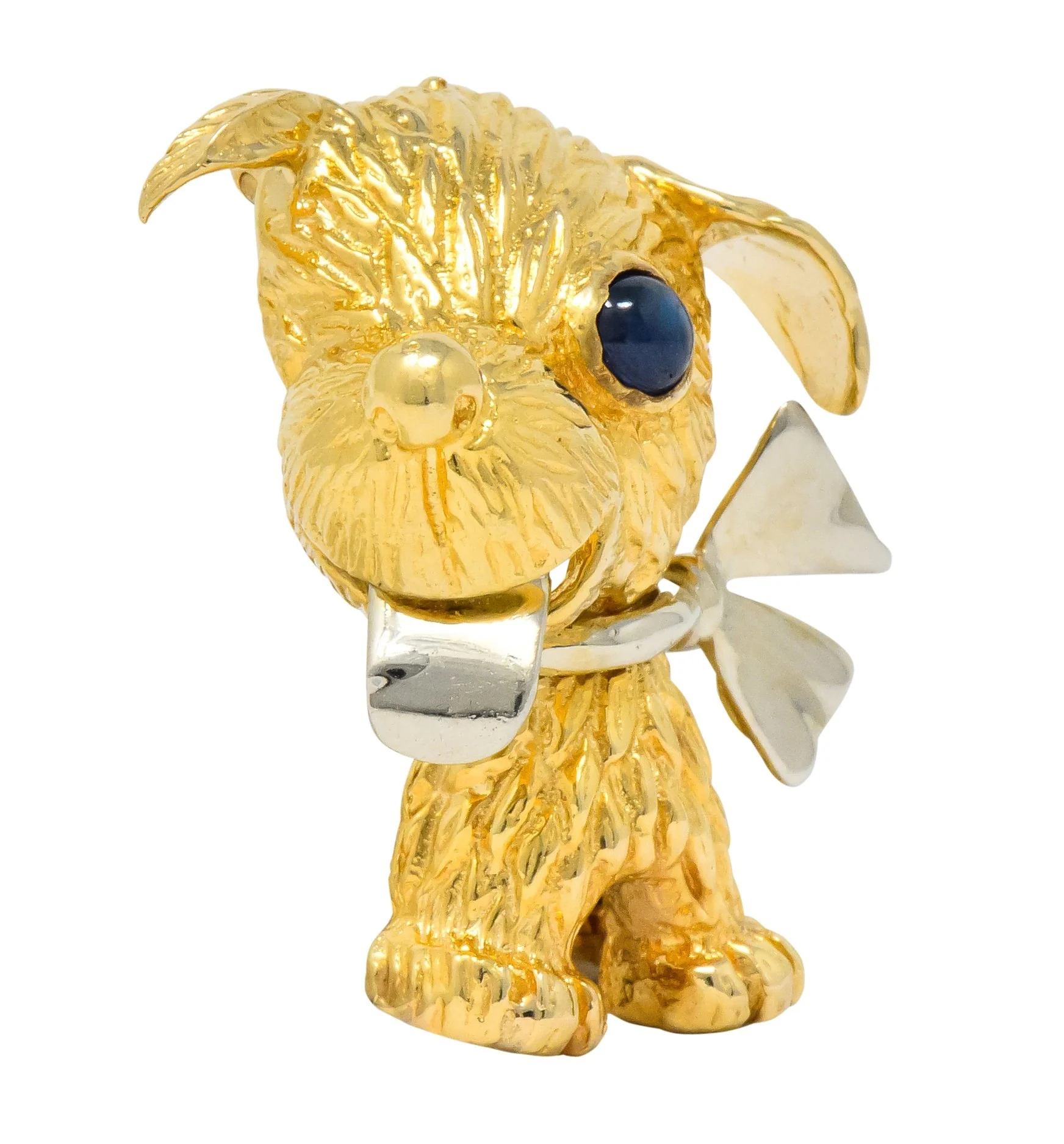Retro Sapphire 14 Karat Two-Tone Gold Puppy Dog Brooch - Image 8