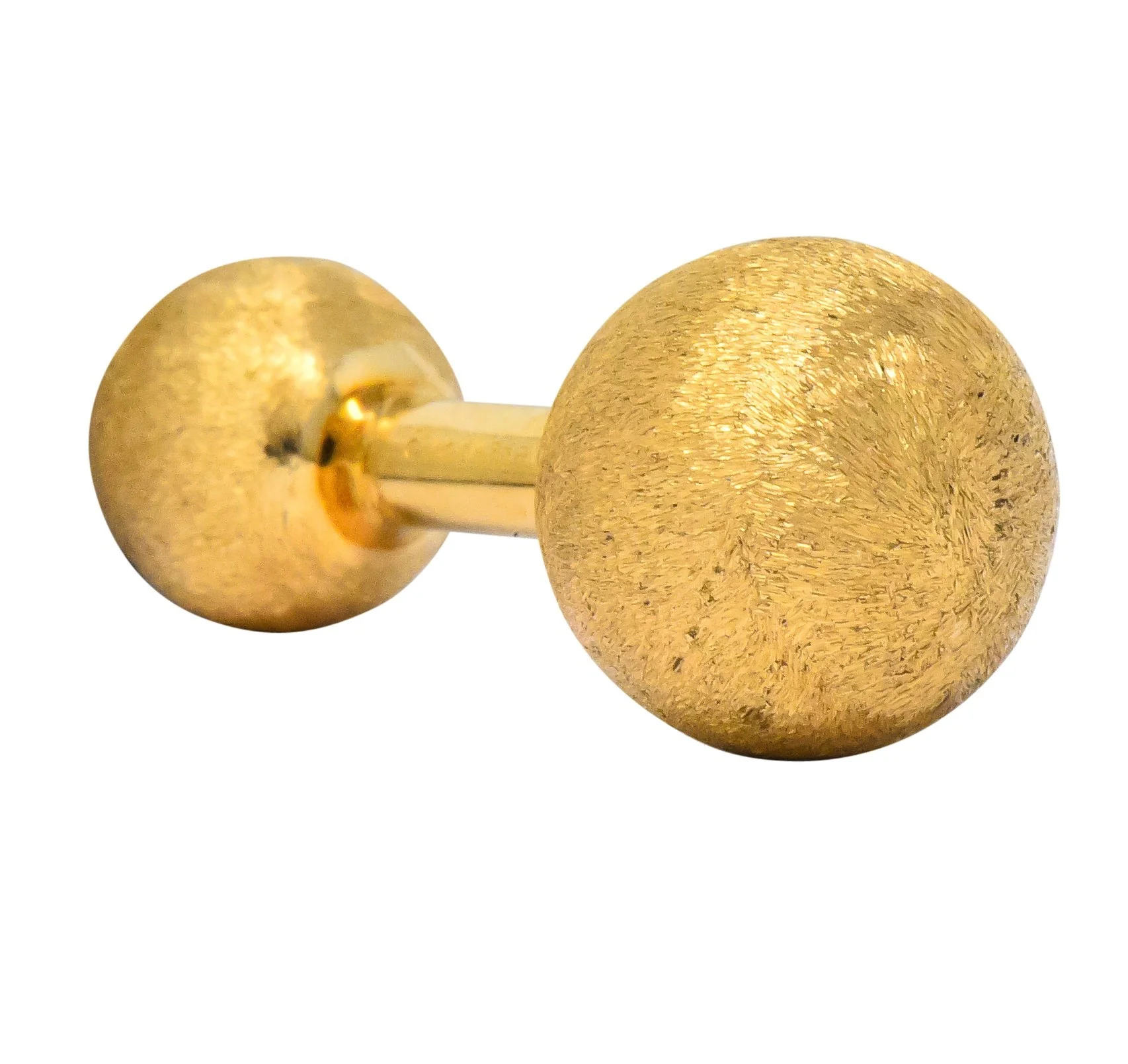 Retro Tiffany & Co. 14 Karat Gold Brushed Ball Men's Cufflinks - Image 3