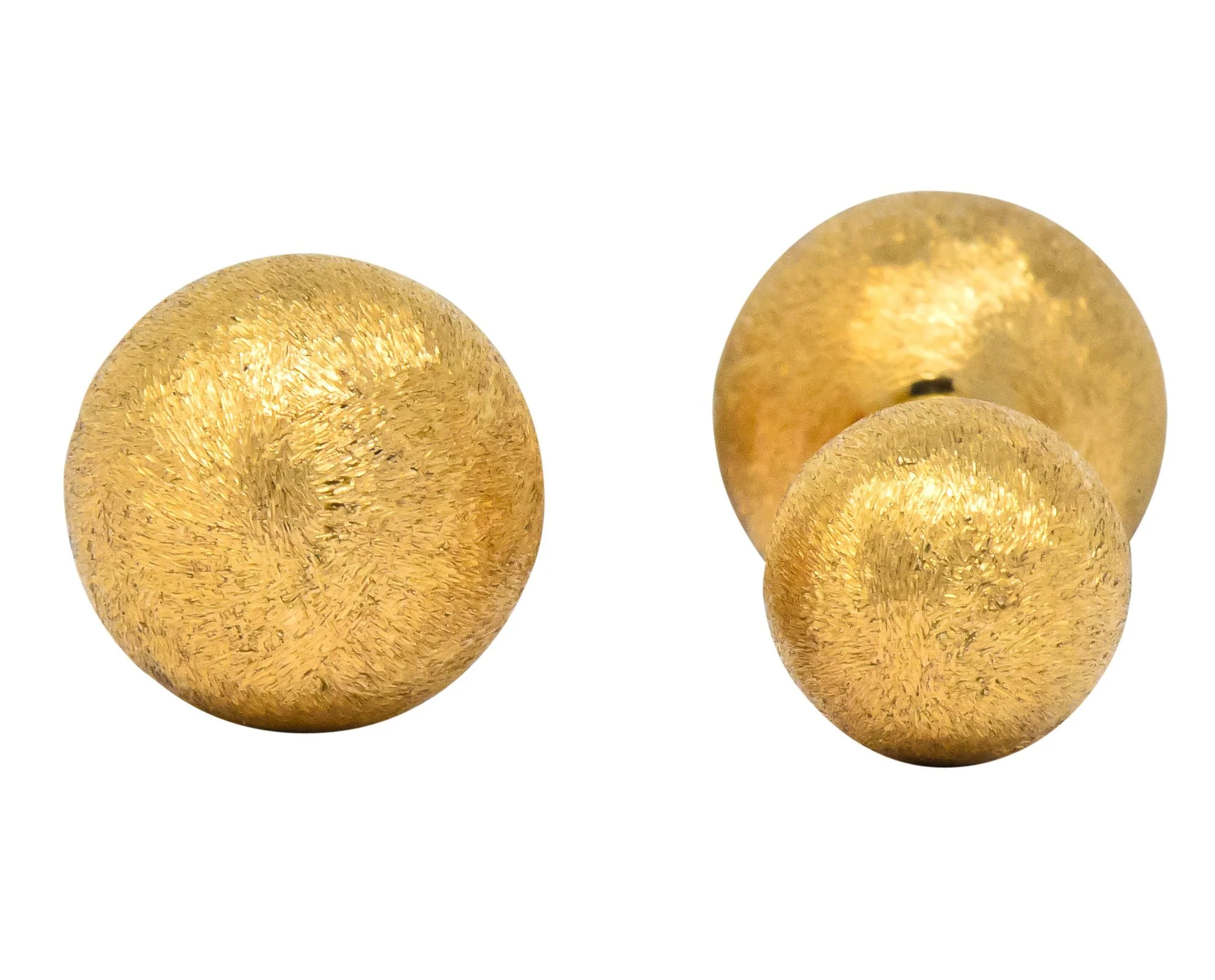 Retro Tiffany & Co. 14 Karat Gold Brushed Ball Men's Cufflinks - Image 4