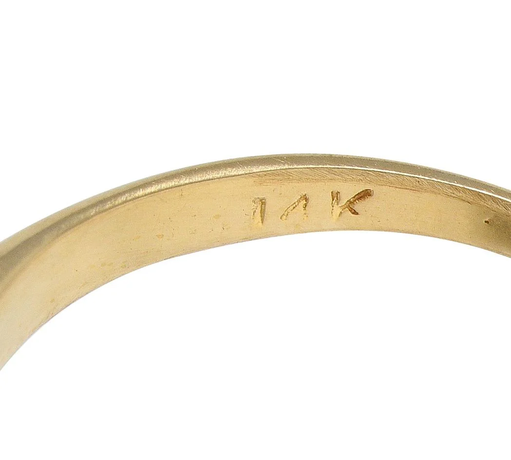 Retro Transitional Cut Diamond 14 Karat Two-Tone Yellow Gold Vintage Engagement Ring - Image 5