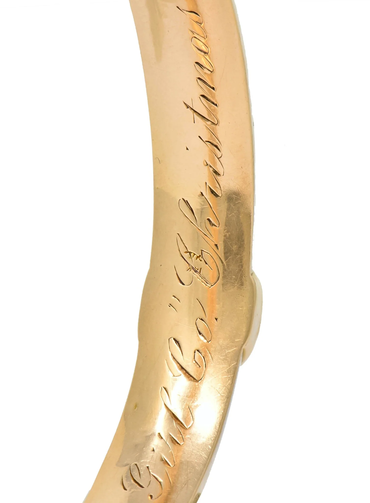 Riker Brothers Art Nouveau 14 Karat Gold Lotus Lily Pad Bangle Bracelet - Image 7