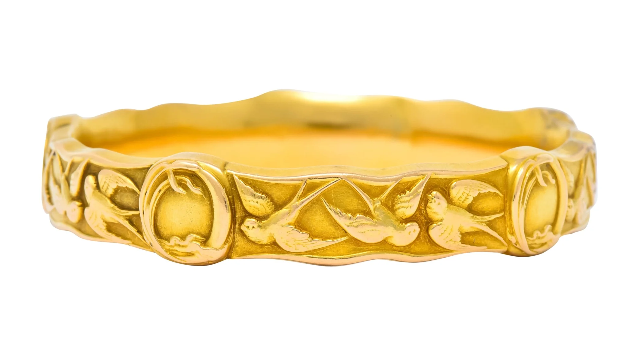 Riker Brothers Art Nouveau 14 Karat Gold Swallow Bird Bangle Bracelet - Image 3