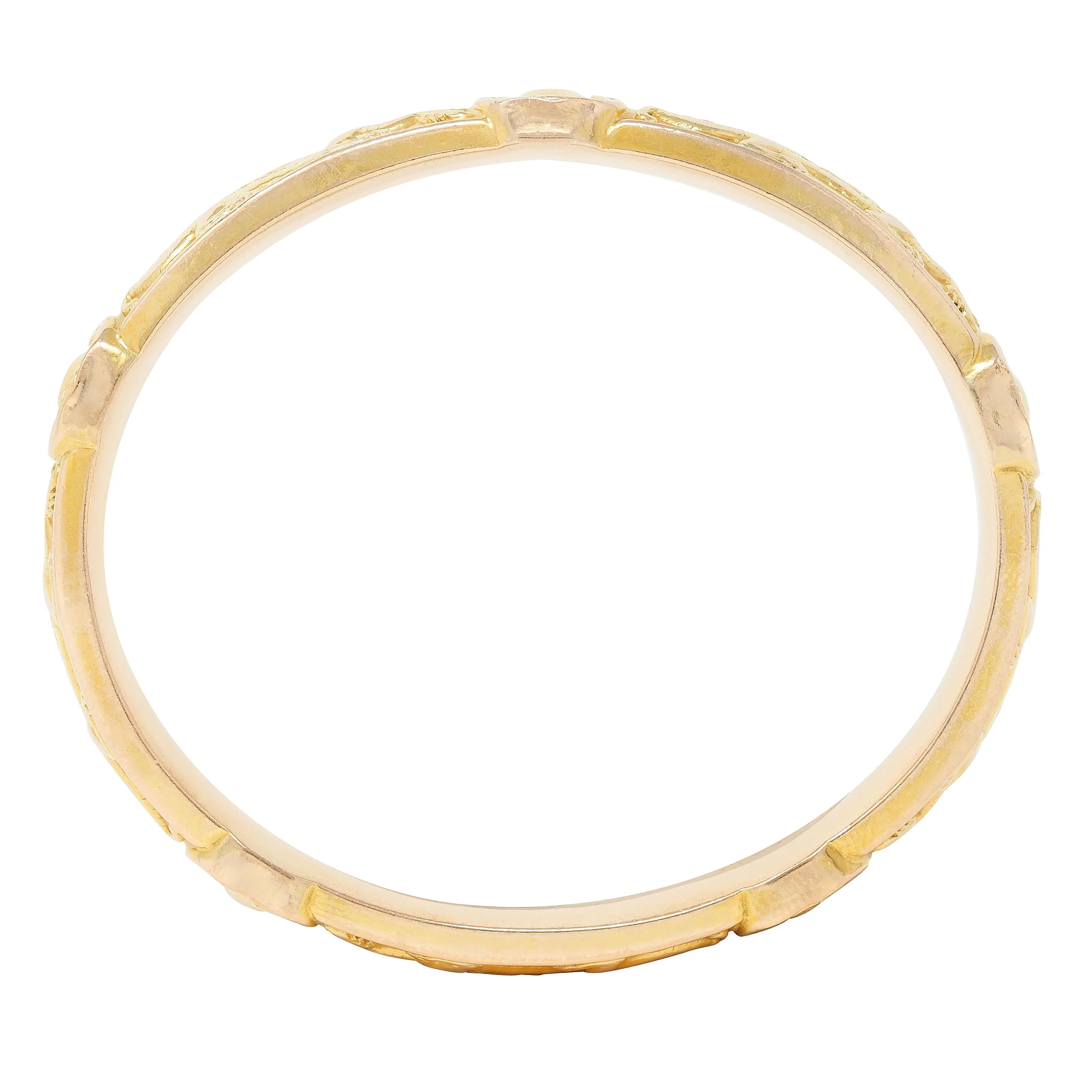 Riker Brothers Art Nouveau 14 Karat Yellow Gold Antique Dragon Bangle Bracelet - Image 7