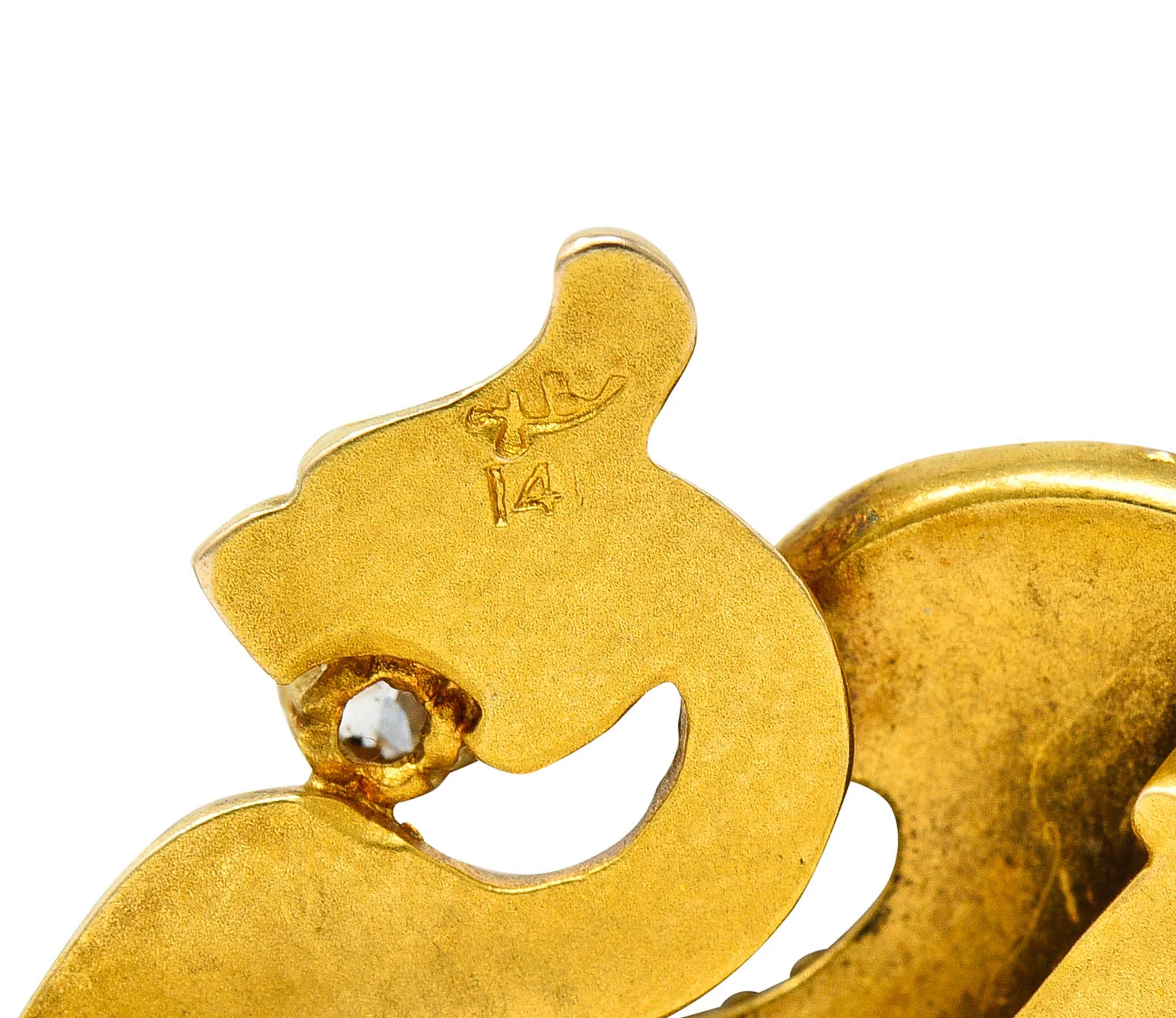 Riker Brothers Art Nouveau Diamond 14 Karat Gold Serpent Dragon Pendant Brooch - Image 5