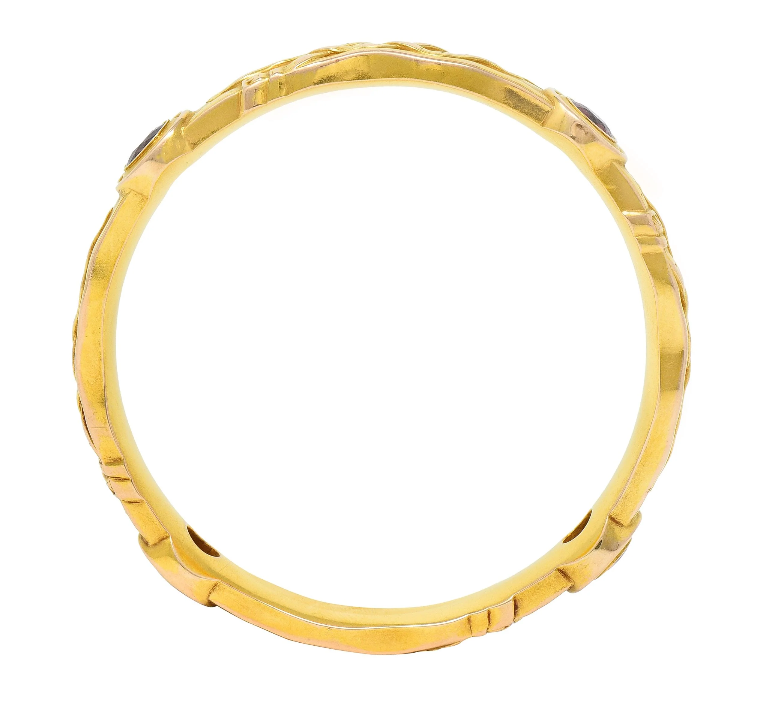 Riker Brothers Art Nouveau Garnet 14 Karat Gold Antique Belt Bangle Bracelet - Image 8