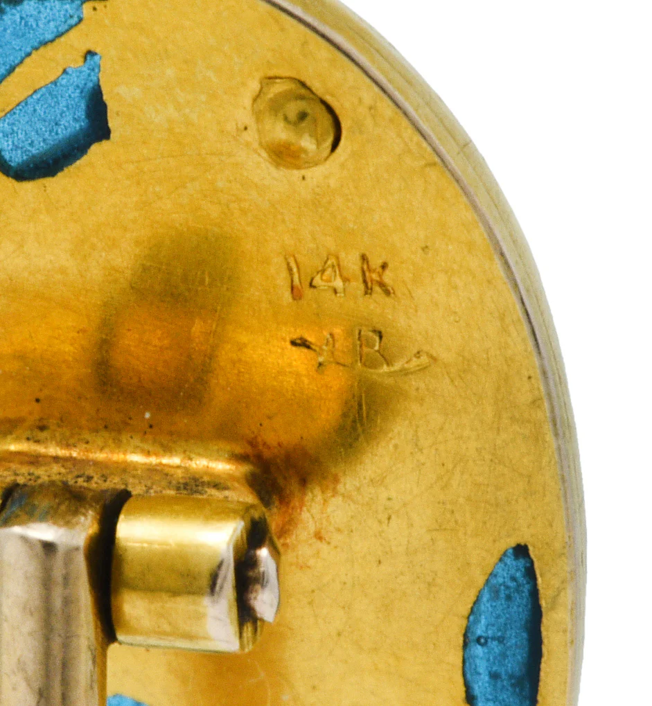 Riker Brothers Art Nouveau Plique-A-Jour 14 Karat Gold Hat Stickpin - Image 4