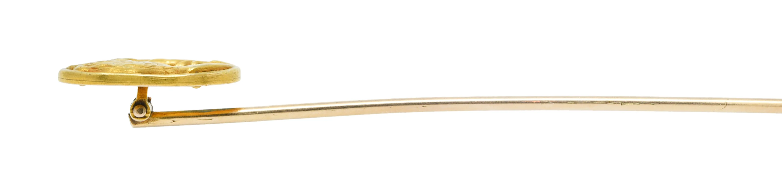 Riker Brothers Art Nouveau Plique-A-Jour 14 Karat Gold Hat Stickpin - Image 7