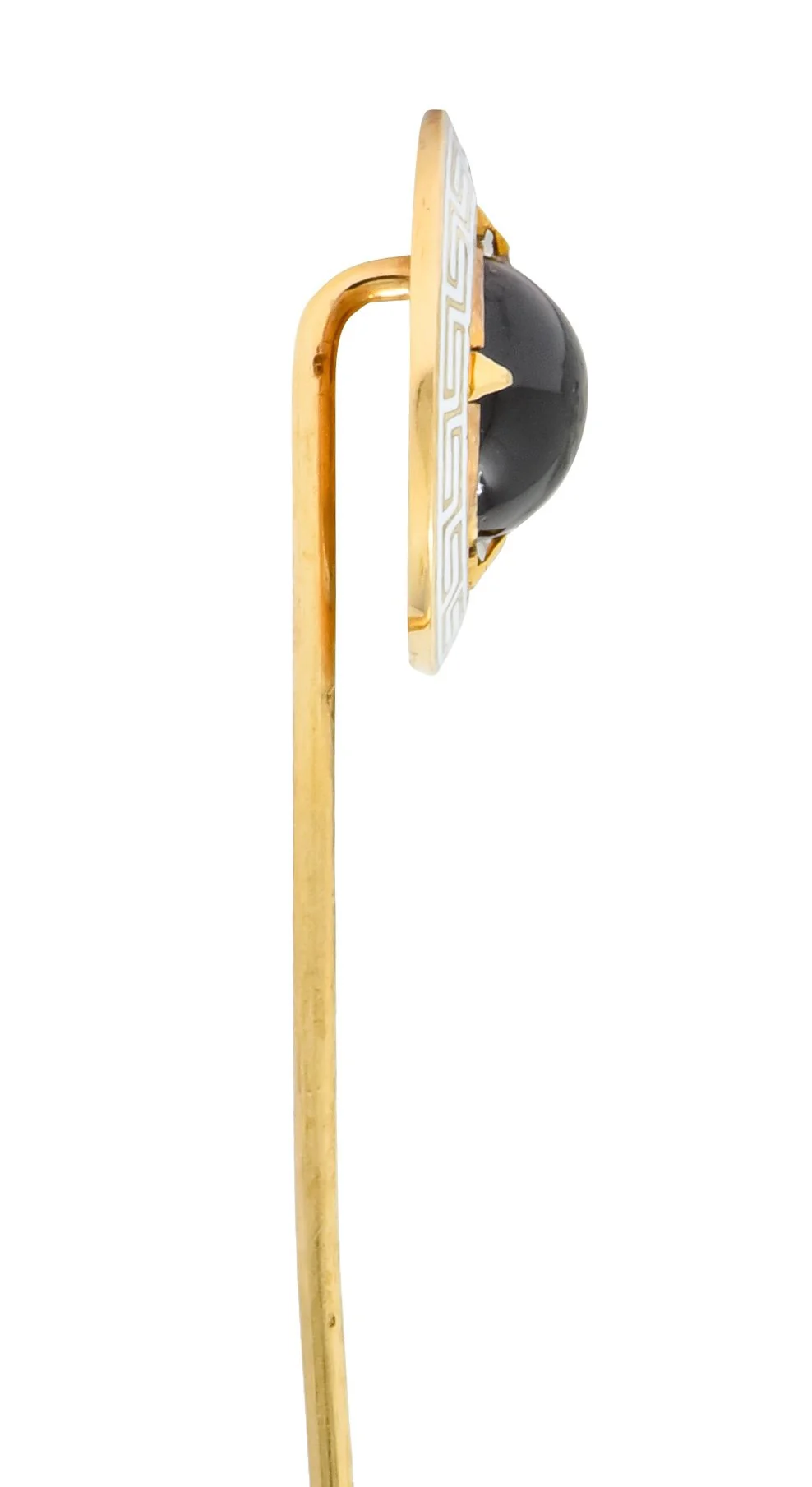 Riker Brothers Garnet Cabochon Enamel 14 Karat Gold Greek Key Stickpin - Image 5