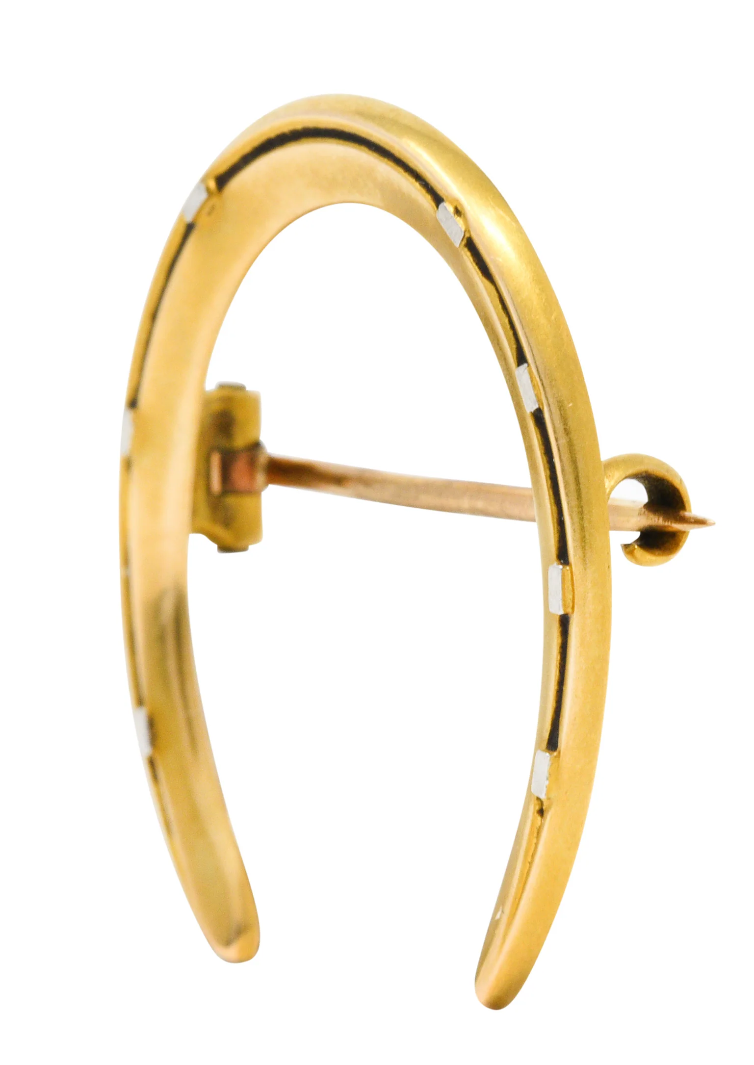 Riker Brothers Platinum-Topped 14 Karat Gold Horseshoe Brooch - Image 6