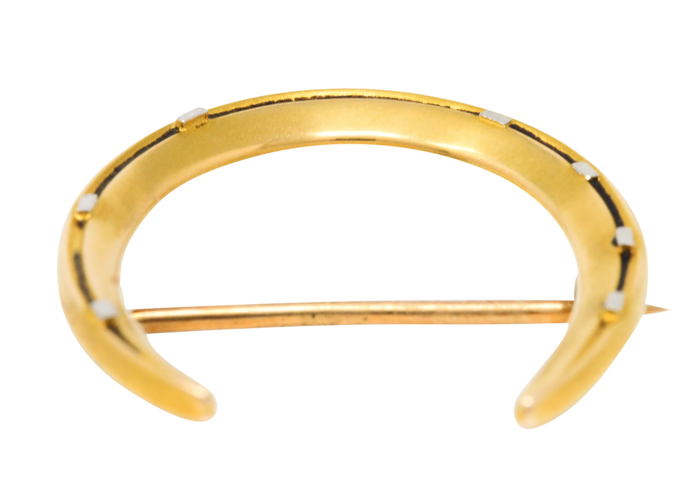 Riker Brothers Platinum-Topped 14 Karat Gold Horseshoe Brooch - Image 8
