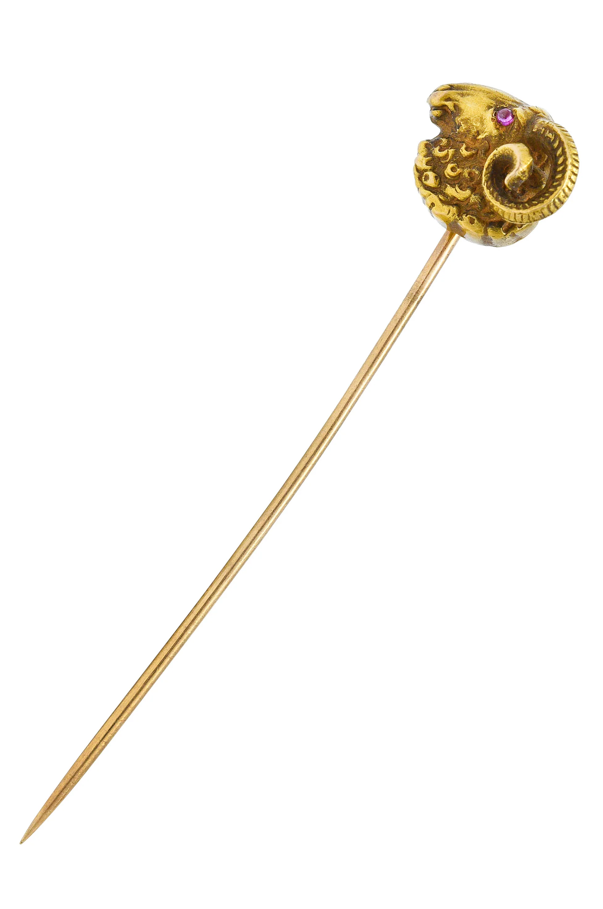 Riker Brothers Ruby 14 Karat Gold Ram Stickpin Aries Zodiac - Image 2