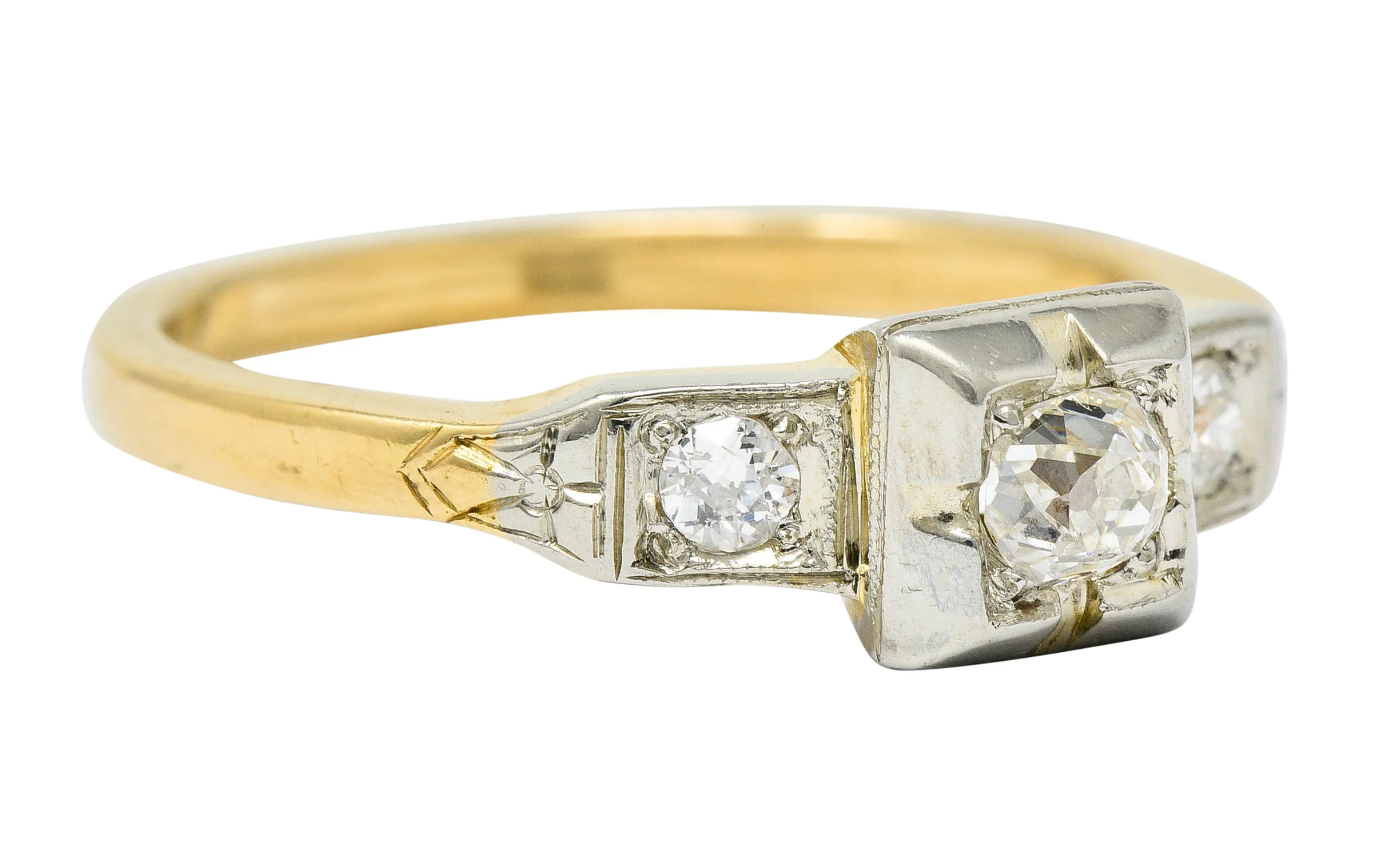 Ringcraft Retro 0.45 CTW Diamond 14 Karat Two-Tone Gold Engagement Ring - Image 2