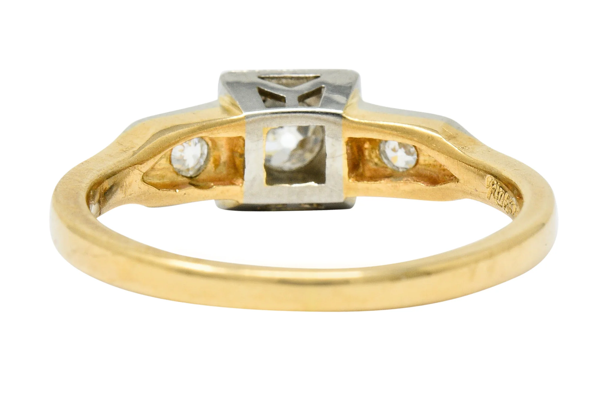 Ringcraft Retro 0.45 CTW Diamond 14 Karat Two-Tone Gold Engagement Ring - Image 4