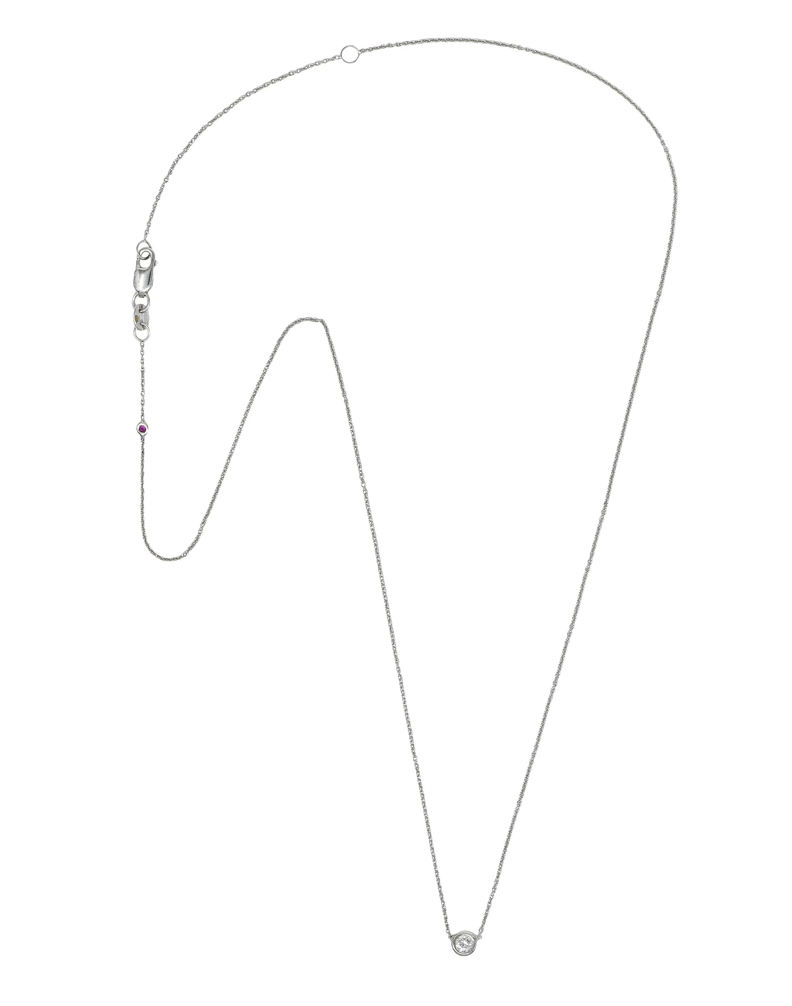 Roberto Coin 2000's Diamond Ruby 18 Karat White Gold Diamonds By The Inch Necklace - Image 3