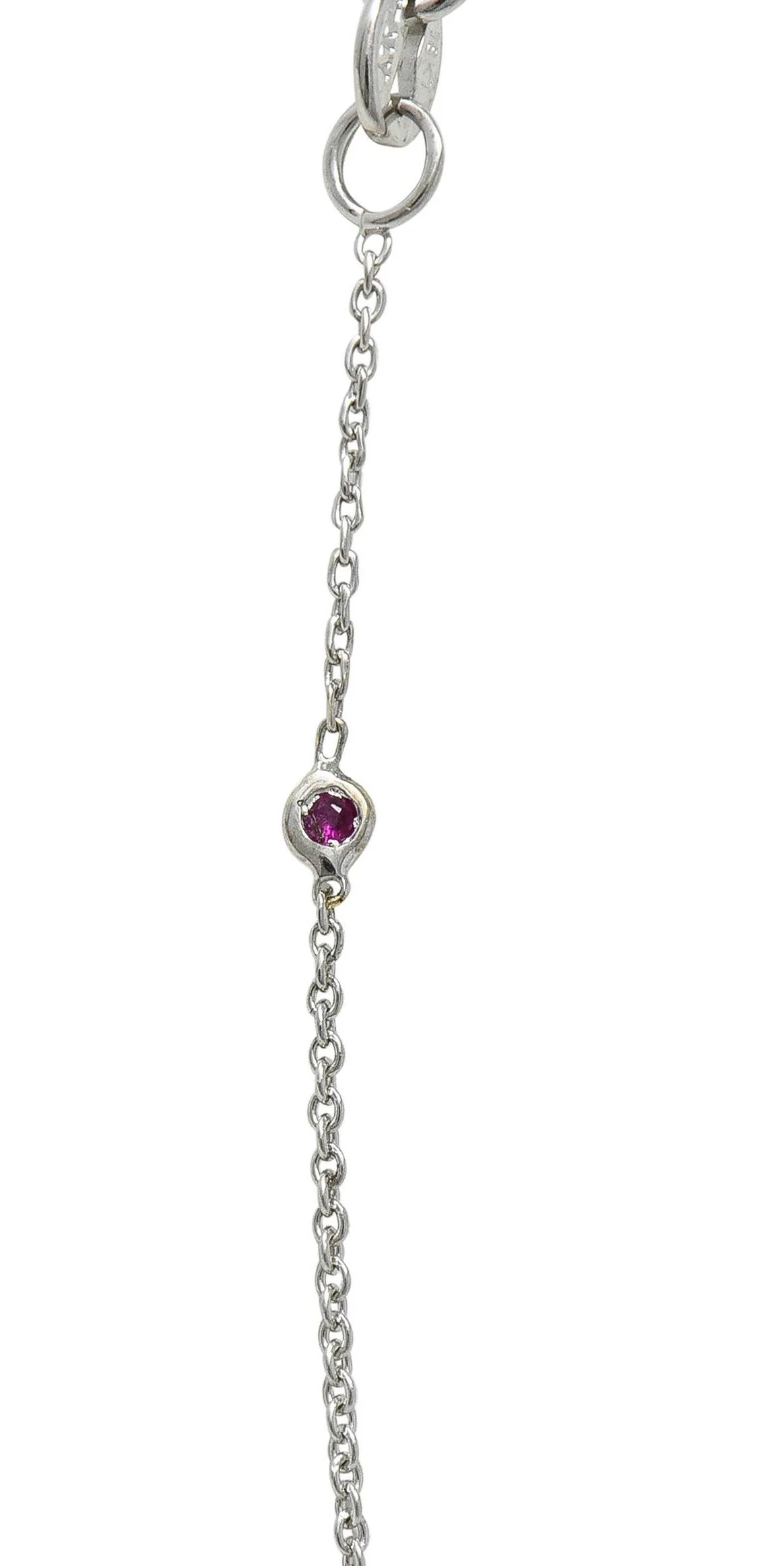 Roberto Coin 2000's Diamond Ruby 18 Karat White Gold Diamonds By The Inch Necklace - Image 7