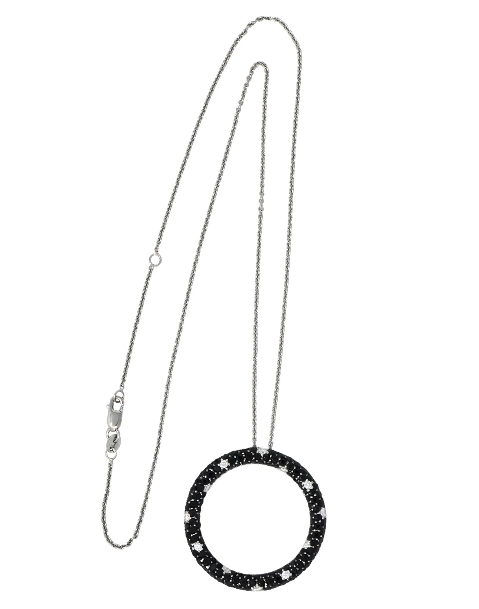 Roberto Coin 4.85 CTW Black Sapphire Diamond 18 Karat White Gold Fantasia Drop Necklace - Image 8